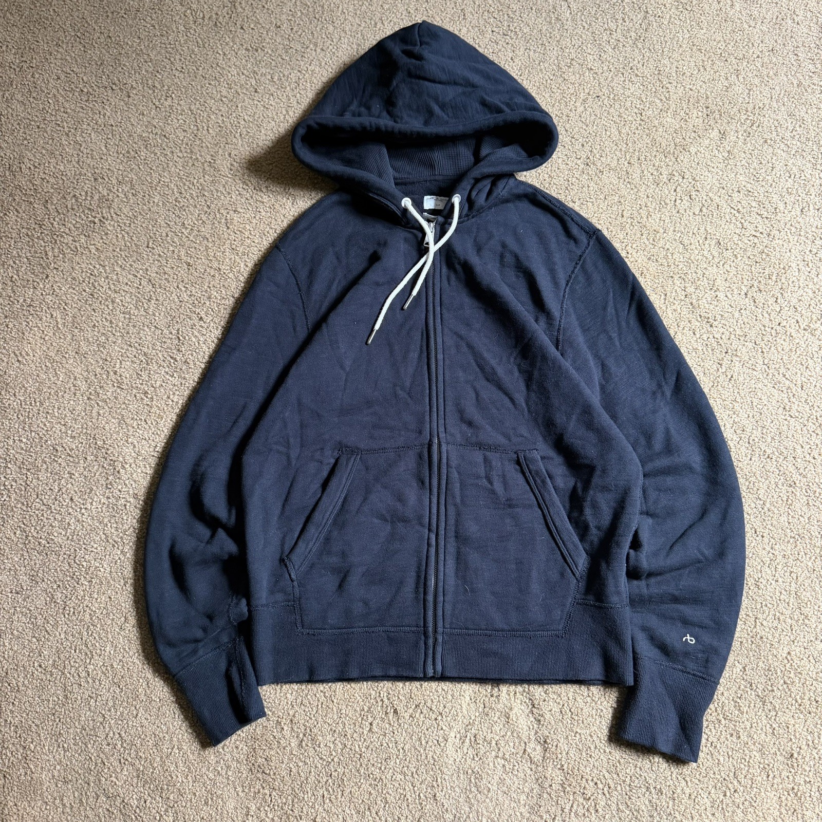Rag & Bone STANDARD ISSUE Mens Small Black Full Zip Hoodie Sweatshirt