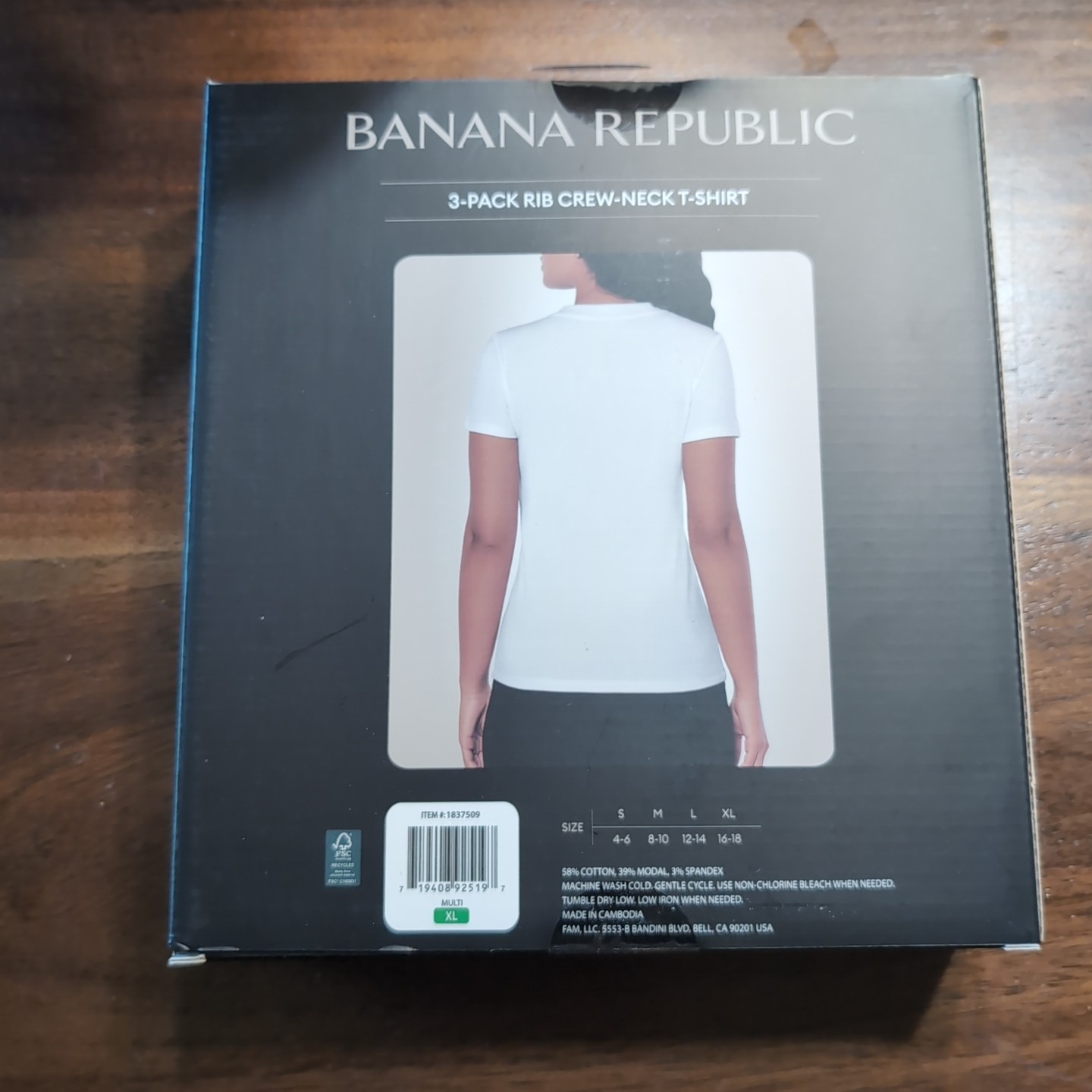 Banana Republic 3 Pack Rib Crew Neck T Shirt Womens XL Gray/White/Black