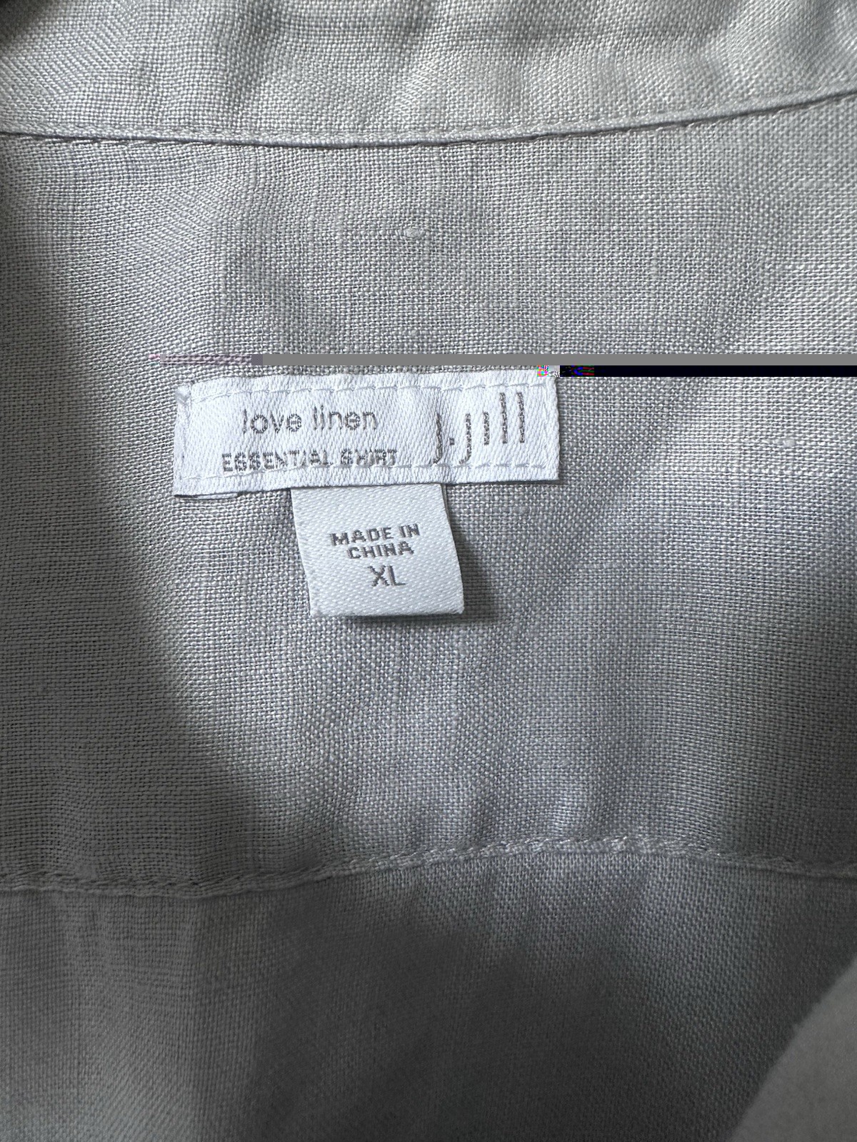 J. Jill Light Gray Button-Front Linen Blouse