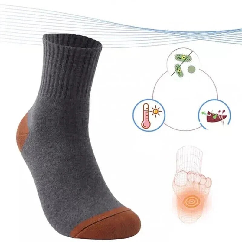 5 pairs Men’s Cotton Sweat Absorbing Embroidered Crest Athletic Socks size 9-11