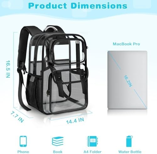 Clear Backpack Heavy Duty Transparent Bookbag, PVC See Through Backpack with …