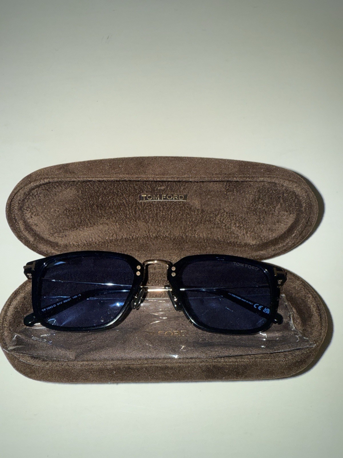 Tom Ford TF 1042-D Square Sunglasses Black Frame Blue Tinted Lenses
