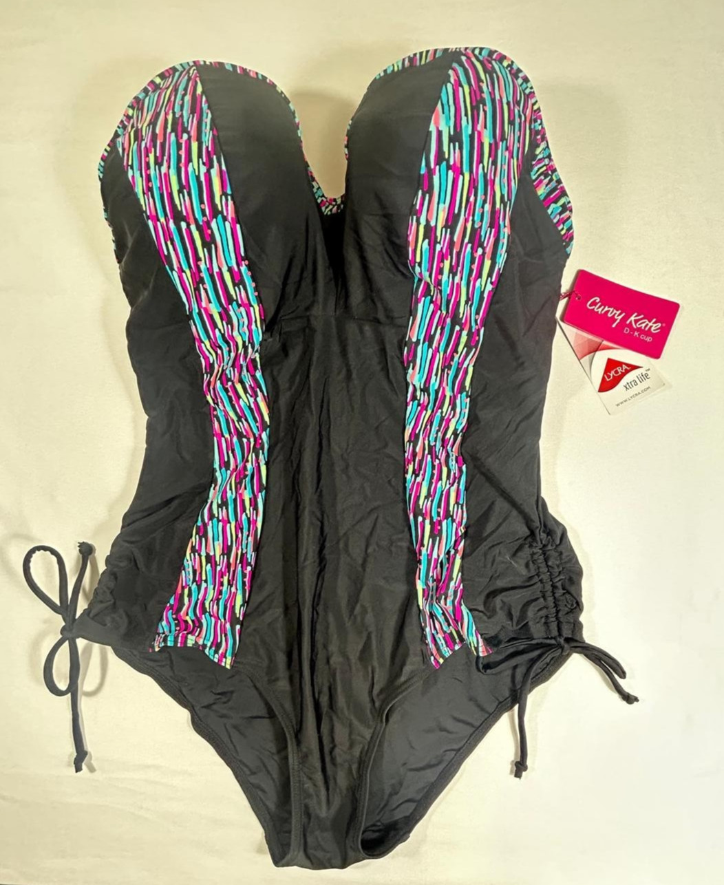 Curvy Kate Women’s Black Multi Galaxy Strapless Swimsuit One Piece Size 34G