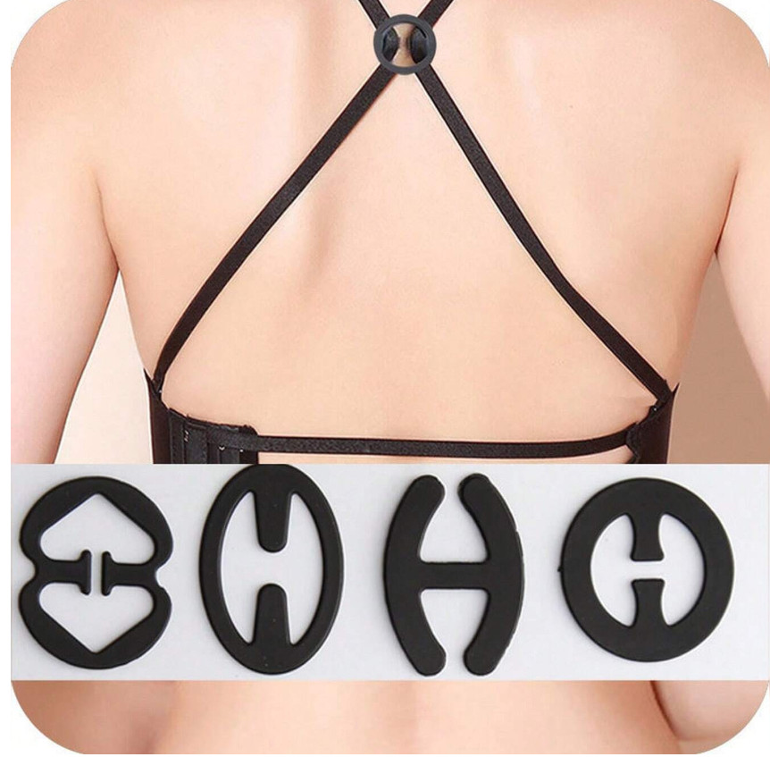 4pc Bra Strap Clips Cleavage Control Holder Strap Concealer Racerback Converter