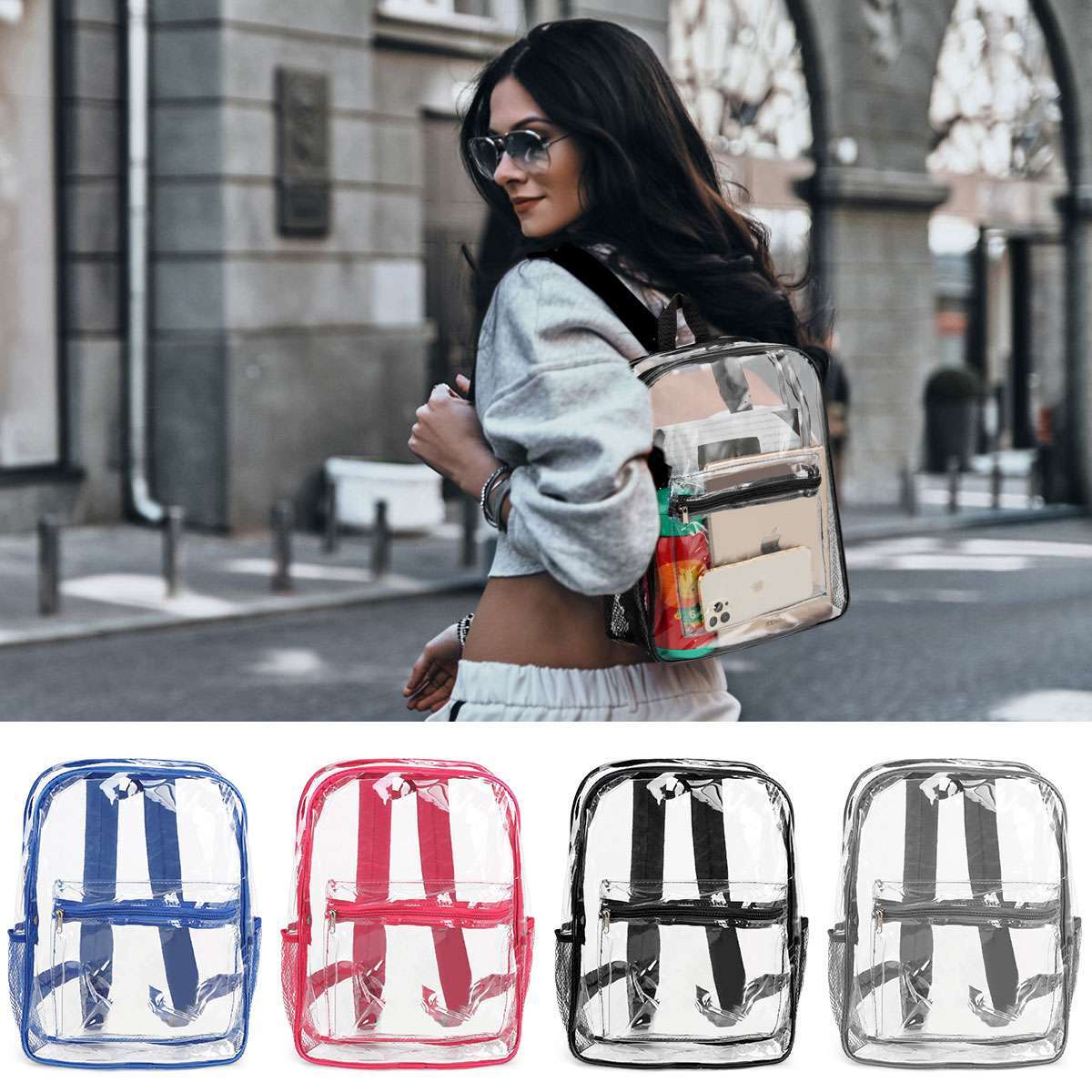 Heavy Duty Clear Backpack Waterproof Transparent Sling Bag See Through Bookbag