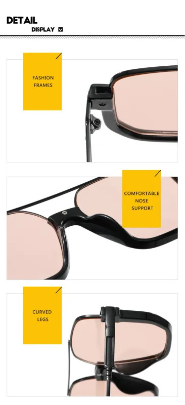 Double Bridge Square Sunglasses for Women Fashion Half Frame Sun Glasses Ladies