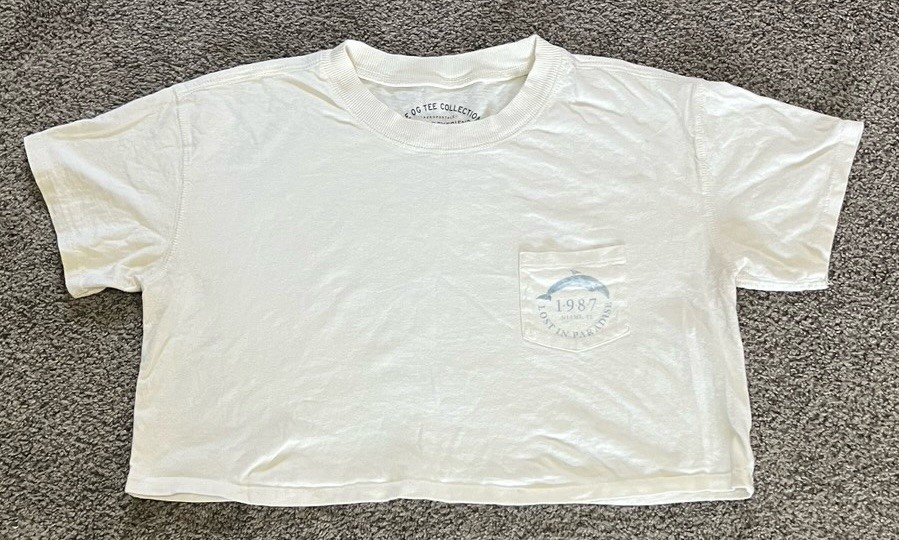 Aéropostale OG Tee Cropped Boyfriend Graphic Pocket T-Shirt White XS