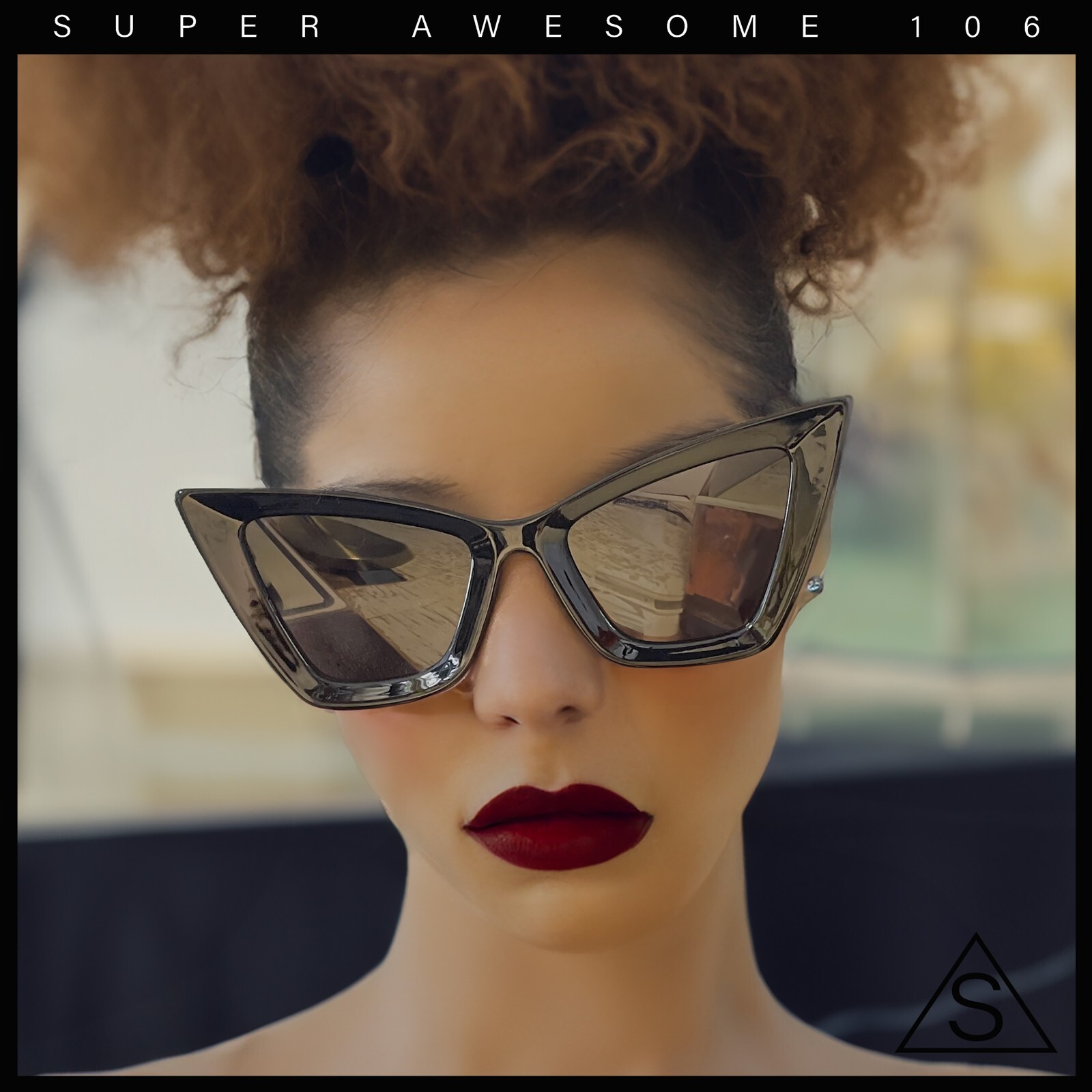 Womens Retro Large Gothic Cat Eye Thick Plastic Retro 80s Squared Sunglasses
