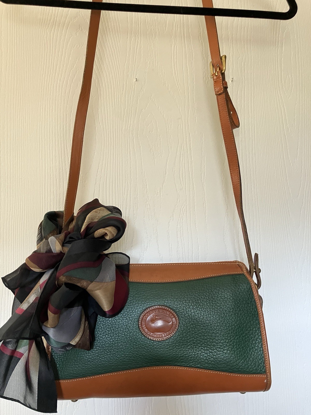 Dooney & Bourke All-Weather Leather Green/Brown Small Crossbody Zip Bag