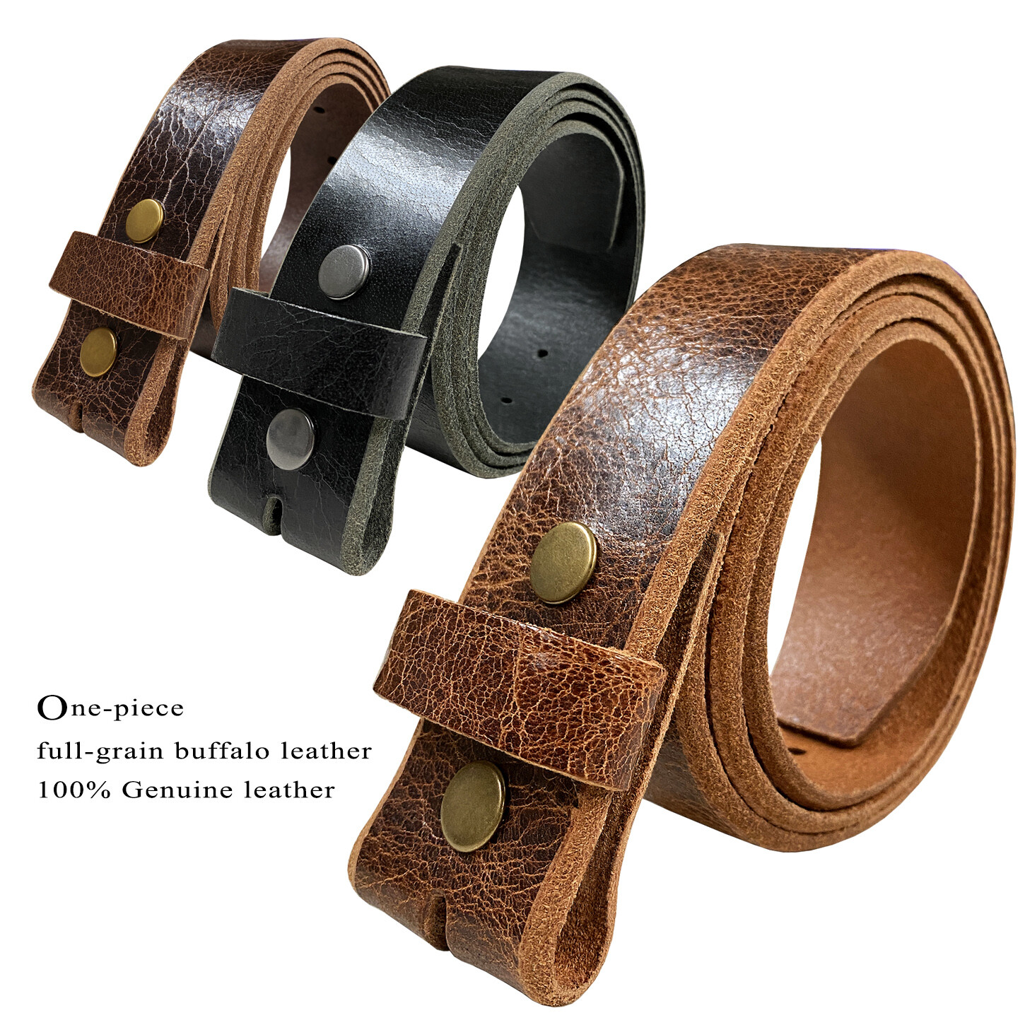 VINTAGE DISTRESS GENUINE BUFFALO CASUAL LEATHER BELT STRAP 1-1/2″ WIDE