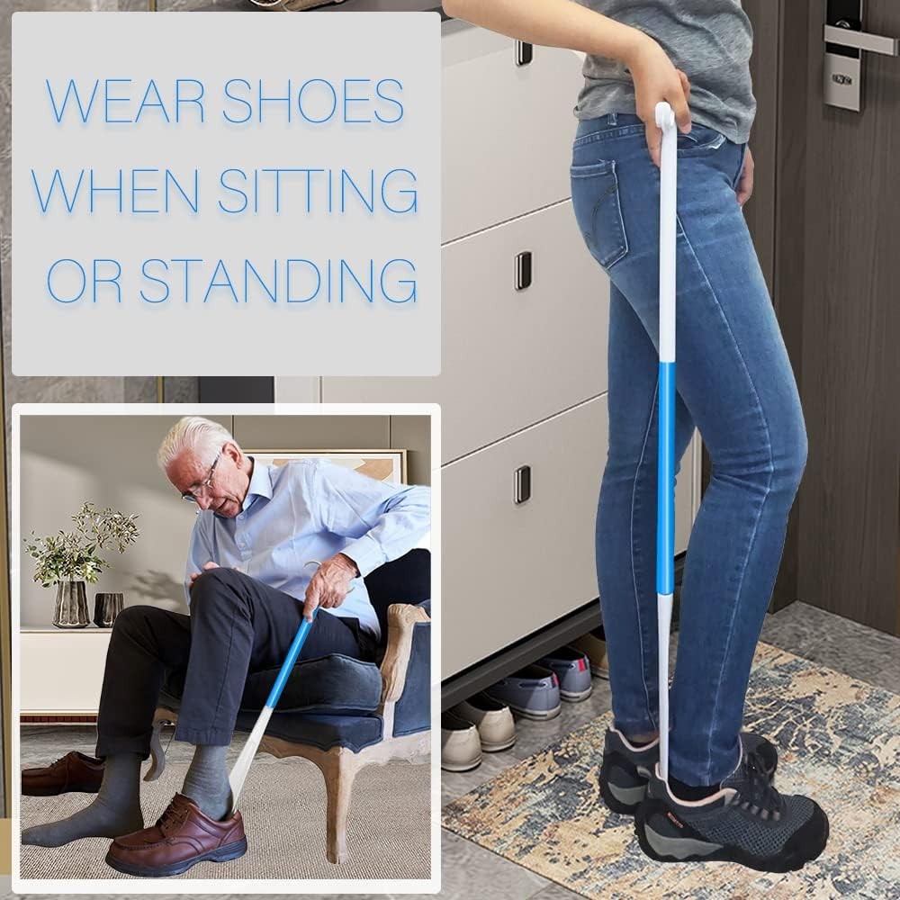 35.5 Inch Long Handled Shoe Horn, Dressing Stick, Sock Remover Aid Helper – Ver