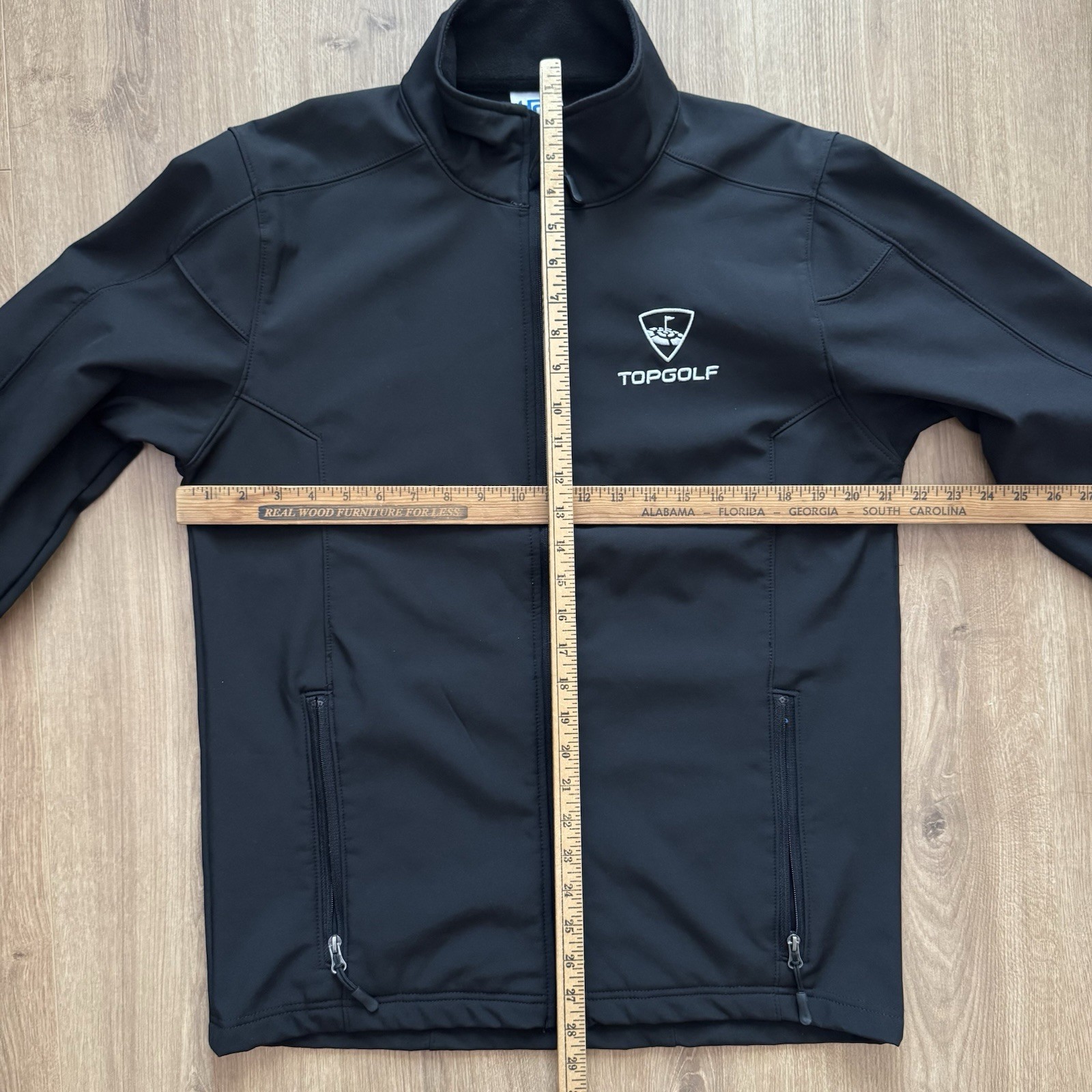 Topgolf Soft Shell Jacket Men’s Medium Black Full Zip Fleece Lined Mock Neck