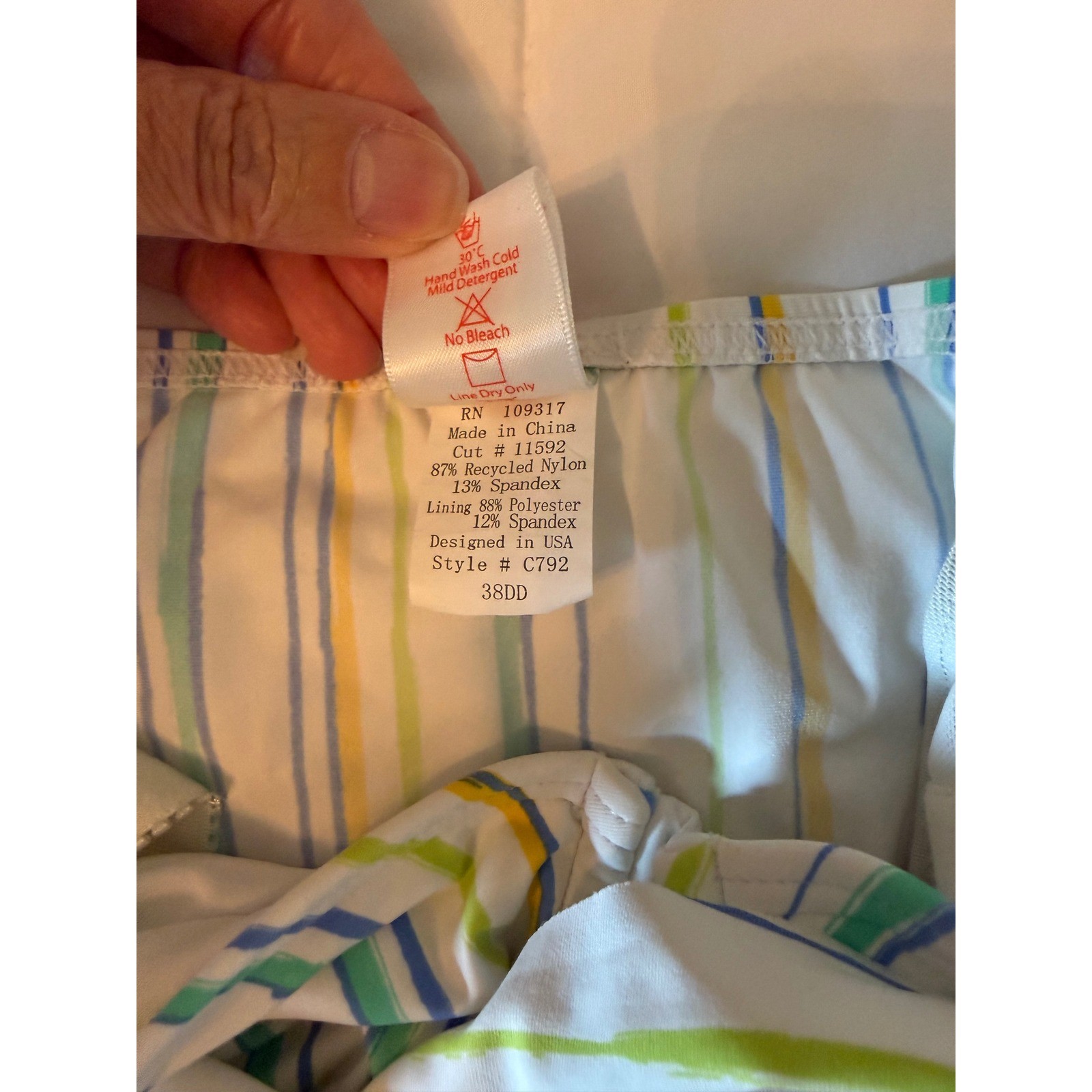 Swim Systems Multicolor Striped Tankini Top & Bikini Bottom Set 38DD C792