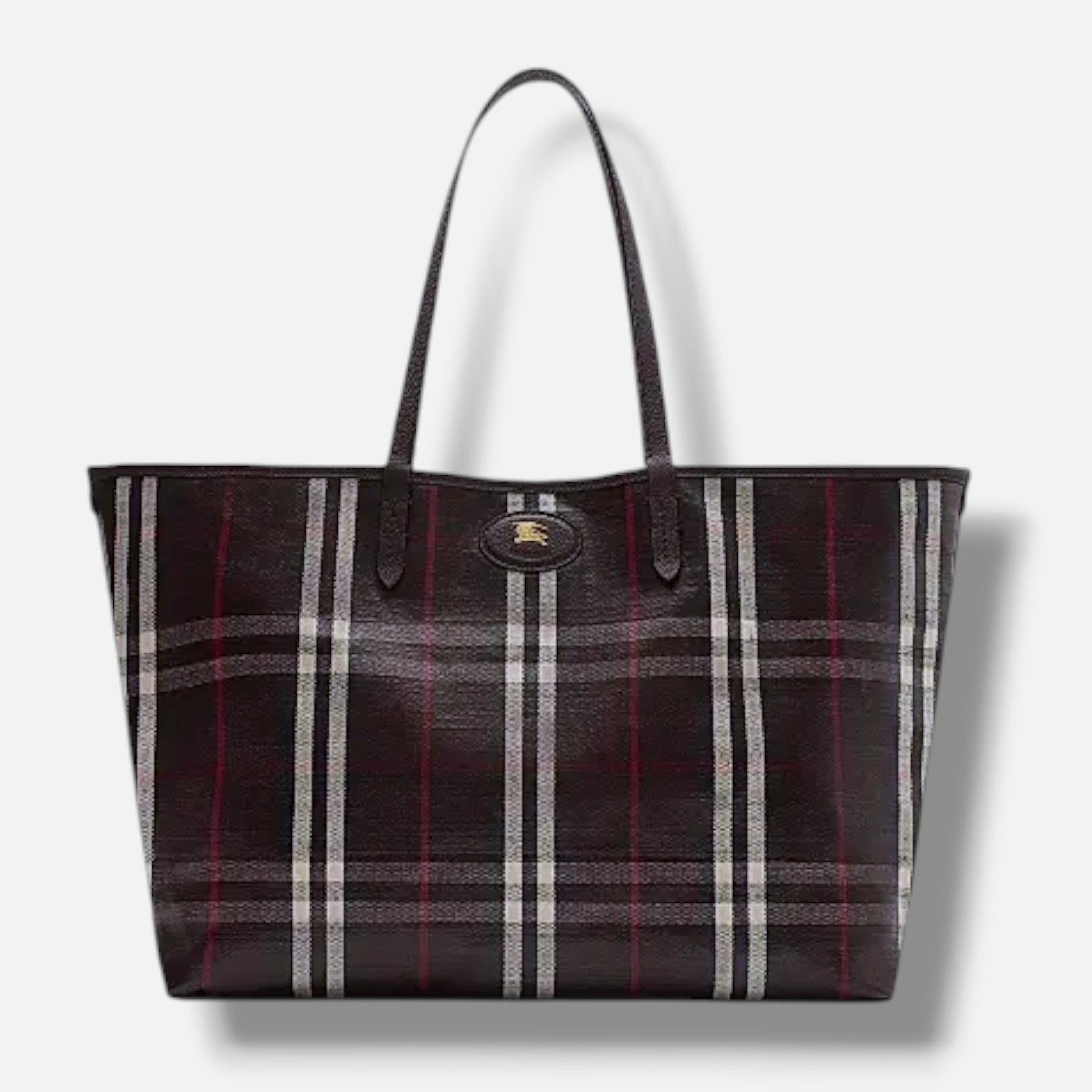 Burberry Women’s Brown Highlands Medium Coated Check Tote Bag