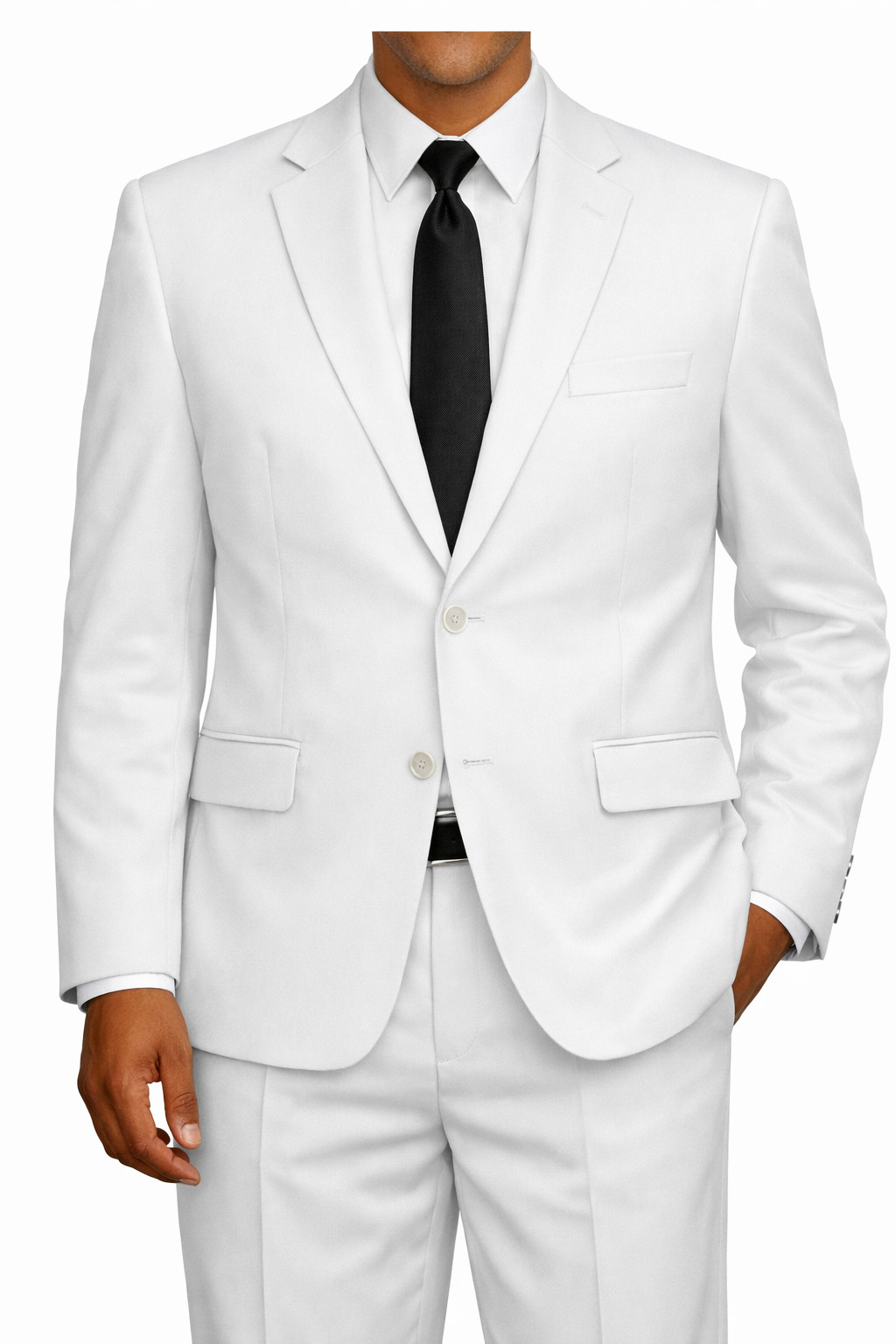 Men’s 2-Button Suit Wool Feel Single Breasted Regular Fit Black, Gray, White,Tan