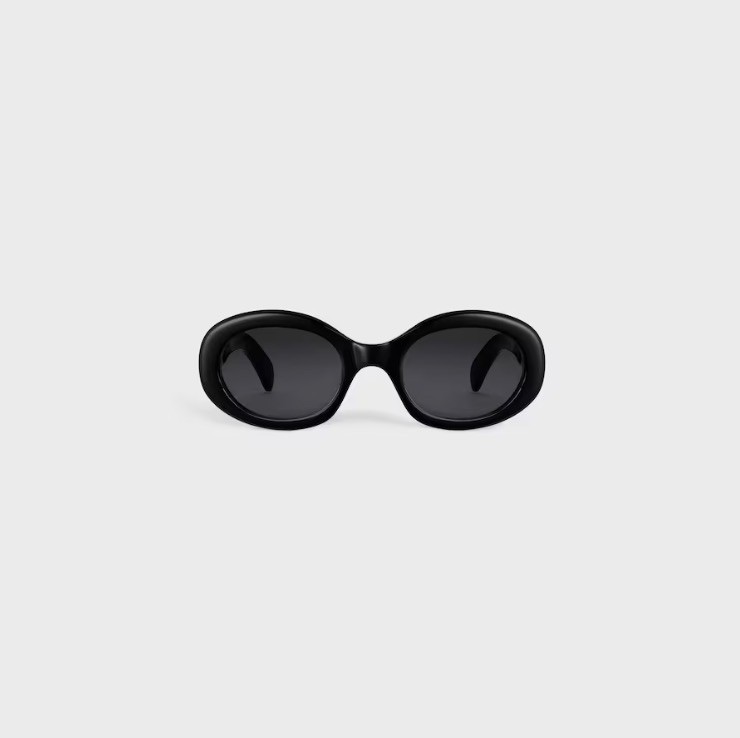 CELINE Triomphe CL40194U Black Oval Sunglasses Gray Tinted UV400 145mm