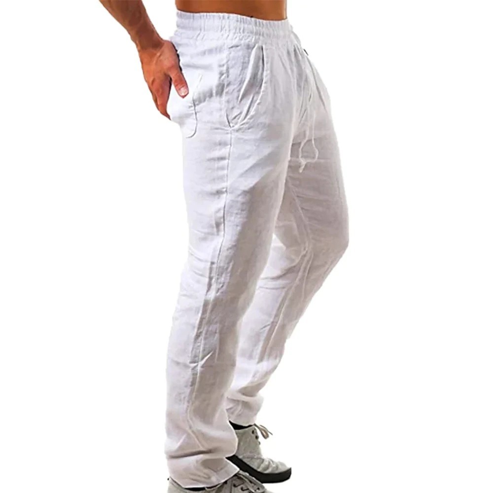 Men’s Summer Cotton Pants – Breathable, Solid Color, Comfortable Sweatpants