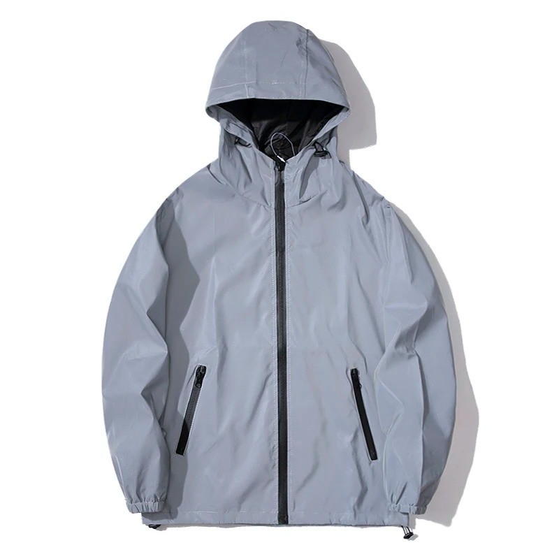 NEW SIZE Night Reflective Jackets Double Fabric Windbreaker Hooded Jacket Men