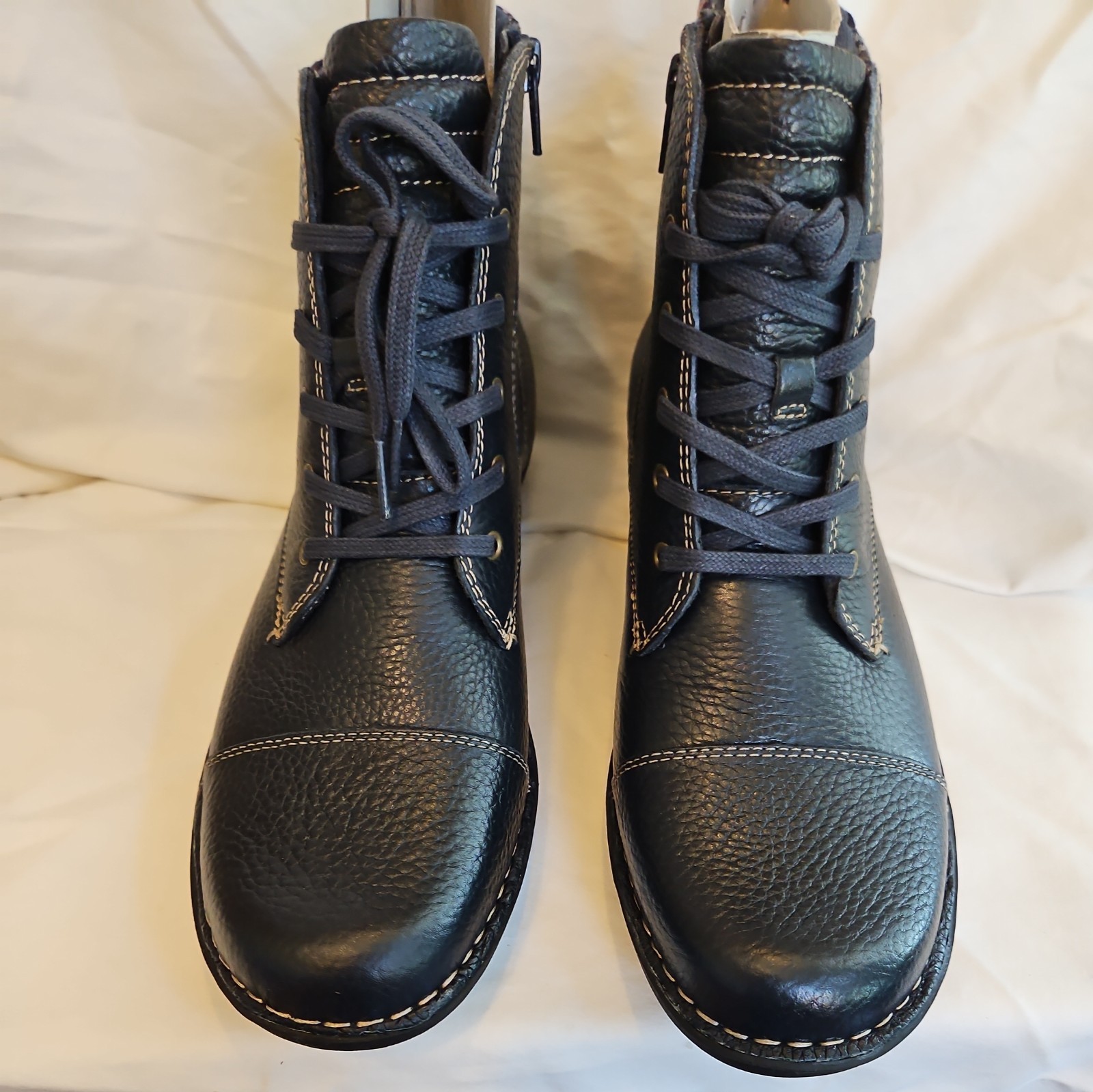 Clarks Black Leather Whistle Bea Flannel Detail Ankle Boots 10m New