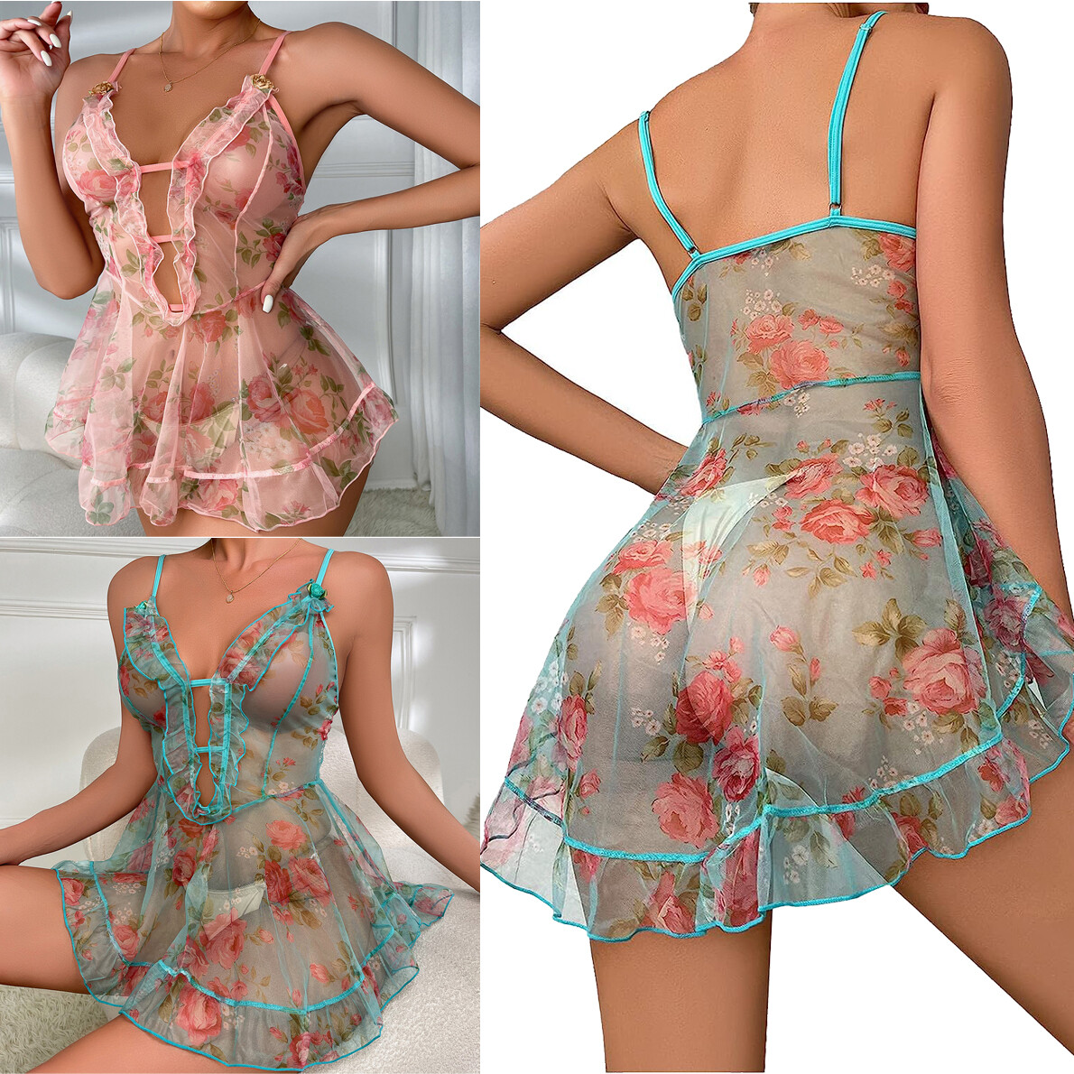 Women’s Sexy-Lingerie Babydoll Sleepwear Underwear Lace Dress G-String Nightwear