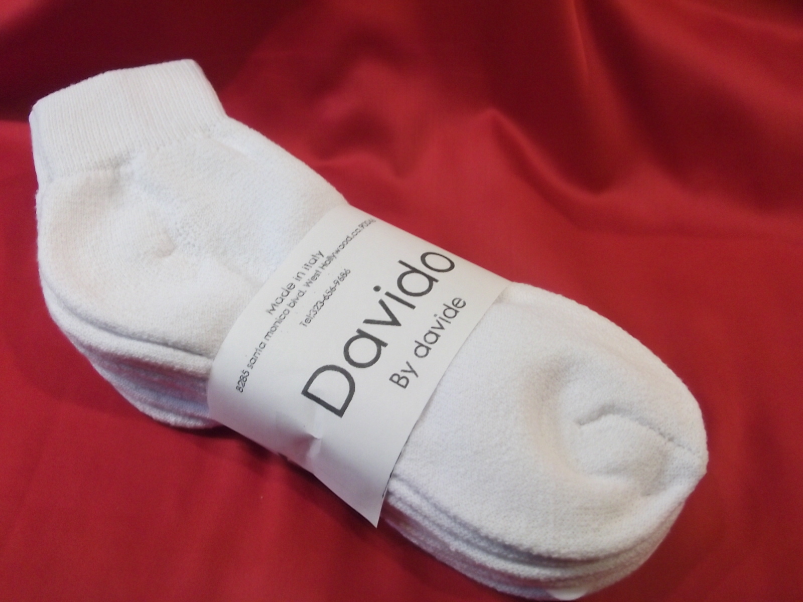 mens socks ankle / quarter 100% cotton made in Italy 4 pairs davido white 9-11