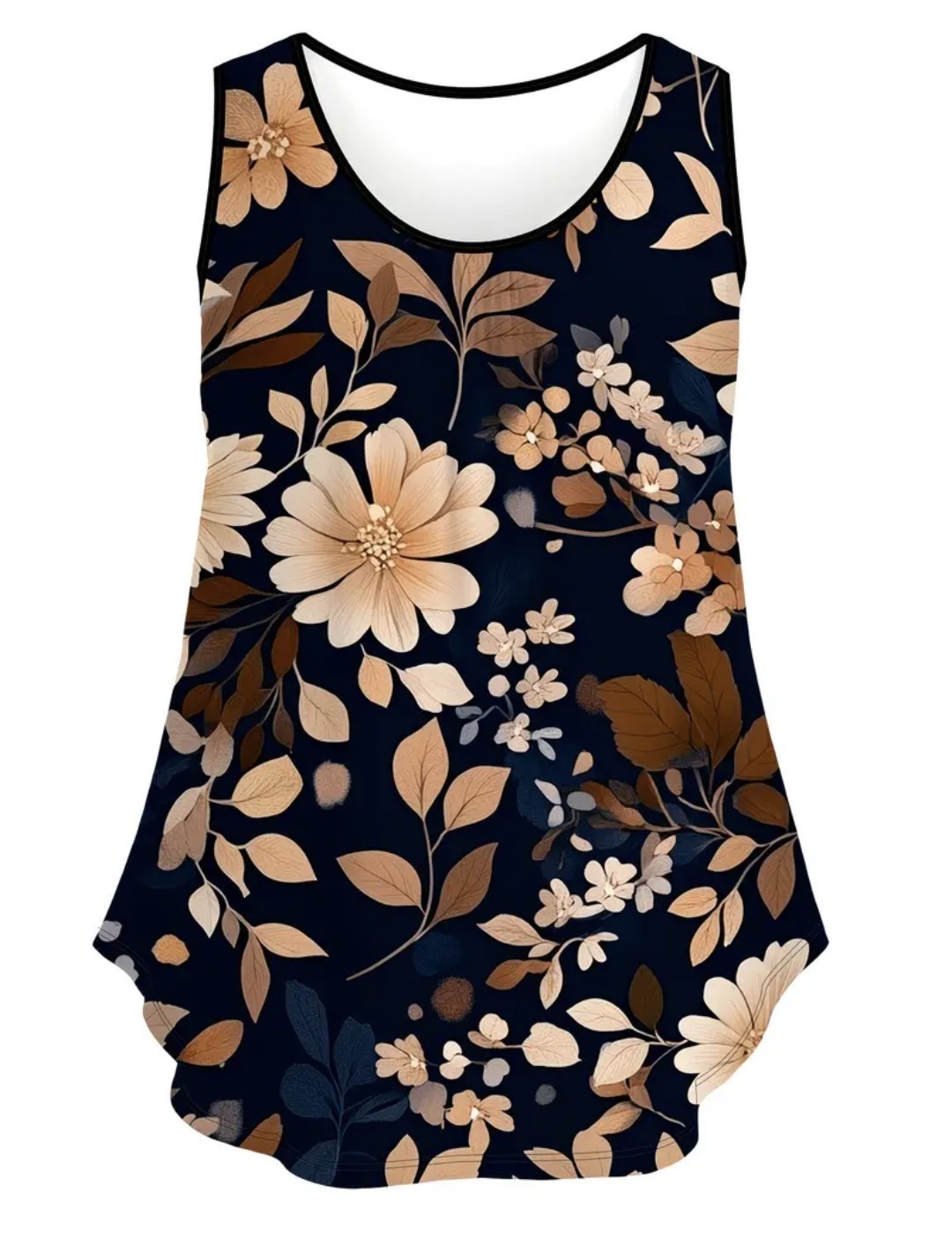 Women’s Floral Scoop Neck Sleeveless Pullover Tank Top Polyester Blend L
