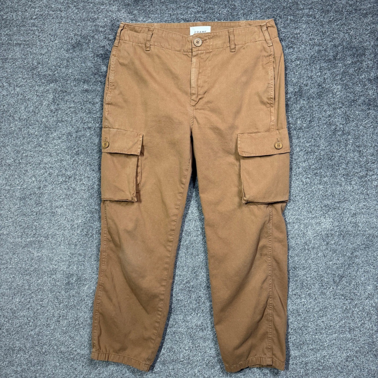 FRAME Cargo Pants Size 27 Latte 100% Cotton Tan Utility Straight Leg