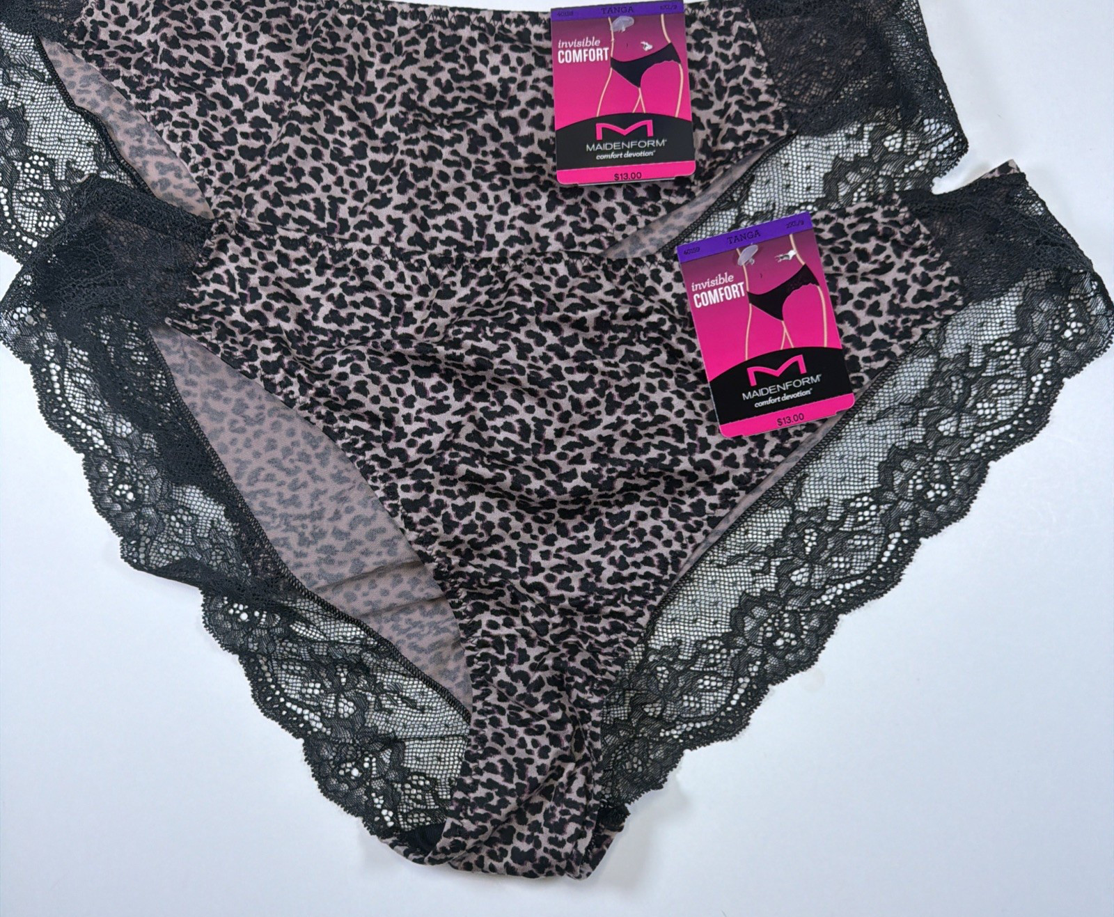 Maidenform Invisible Comfort Devotion Tanga Panties 40159 2 Pk 2XL/9 Animal NEW