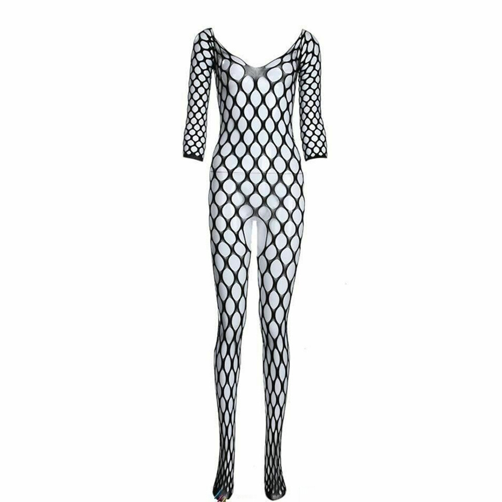2PCS Fishnet Body Stocking Sexy Lingerie Women Bodysuit Babydoll Sleepwear 89701