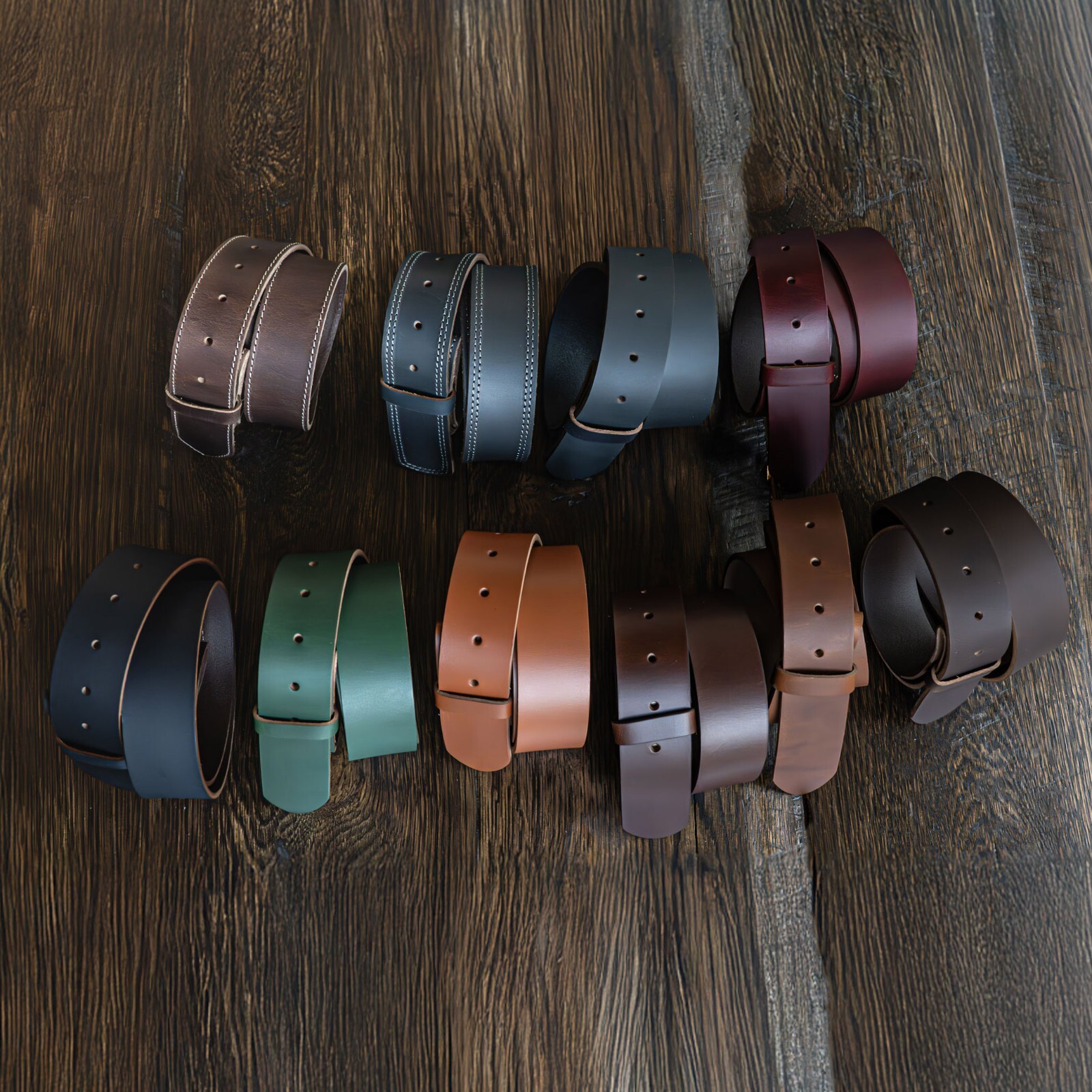 Handmade Mens Full Grain Leather Belt Strap Without Buckle 1.5″ Wide Made in USA