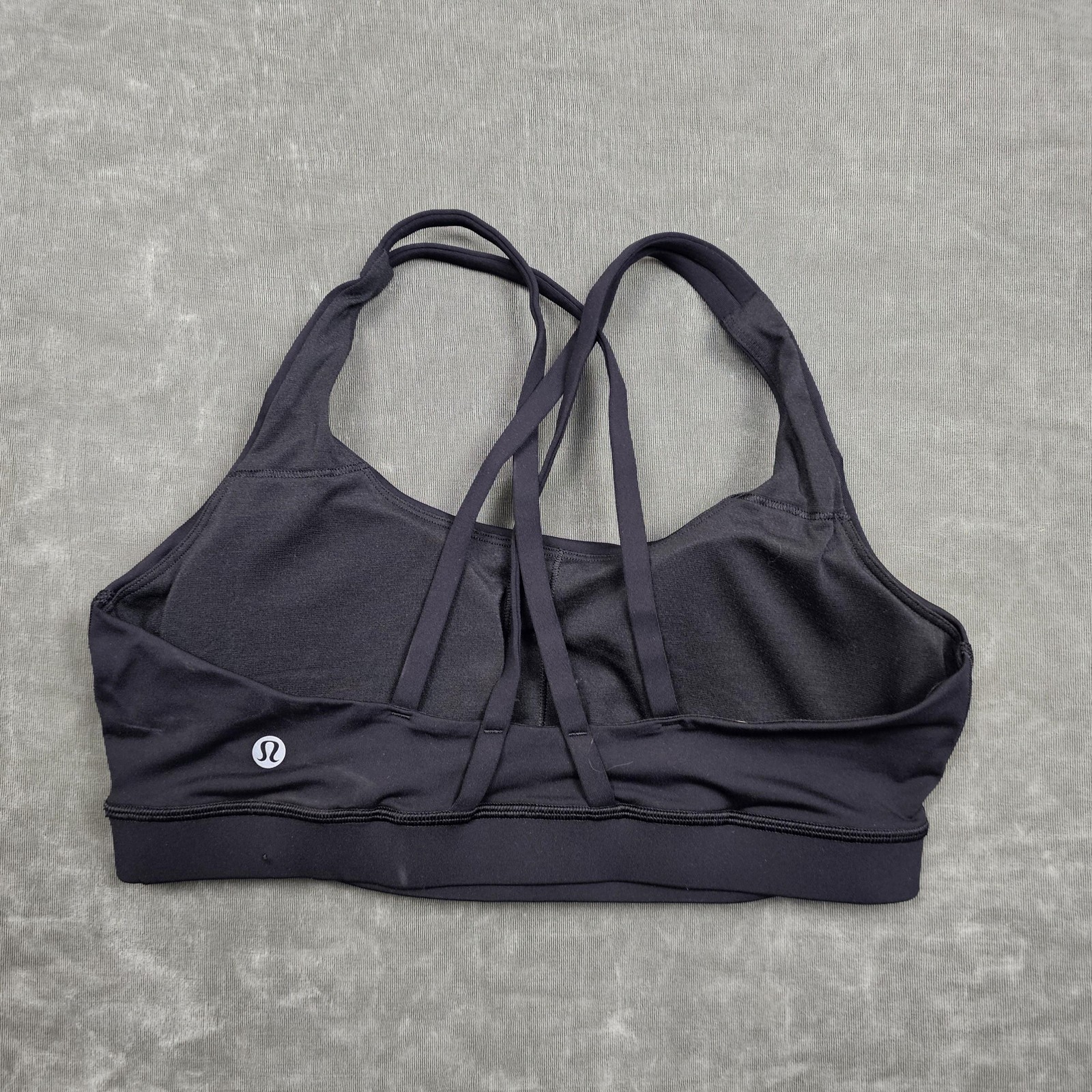 Lululemon Sports Bra Womens 10 Black Strappy Crossback Yoga Athletic Gym Top