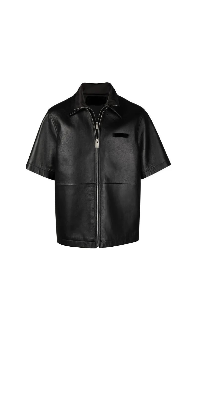 Men’s & boys black double collared leather t-shirt. Real Soft Sheepskin leather.