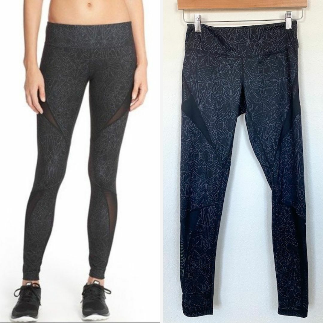Zella Black Full Length Leggings with Sheer Panels Size XS