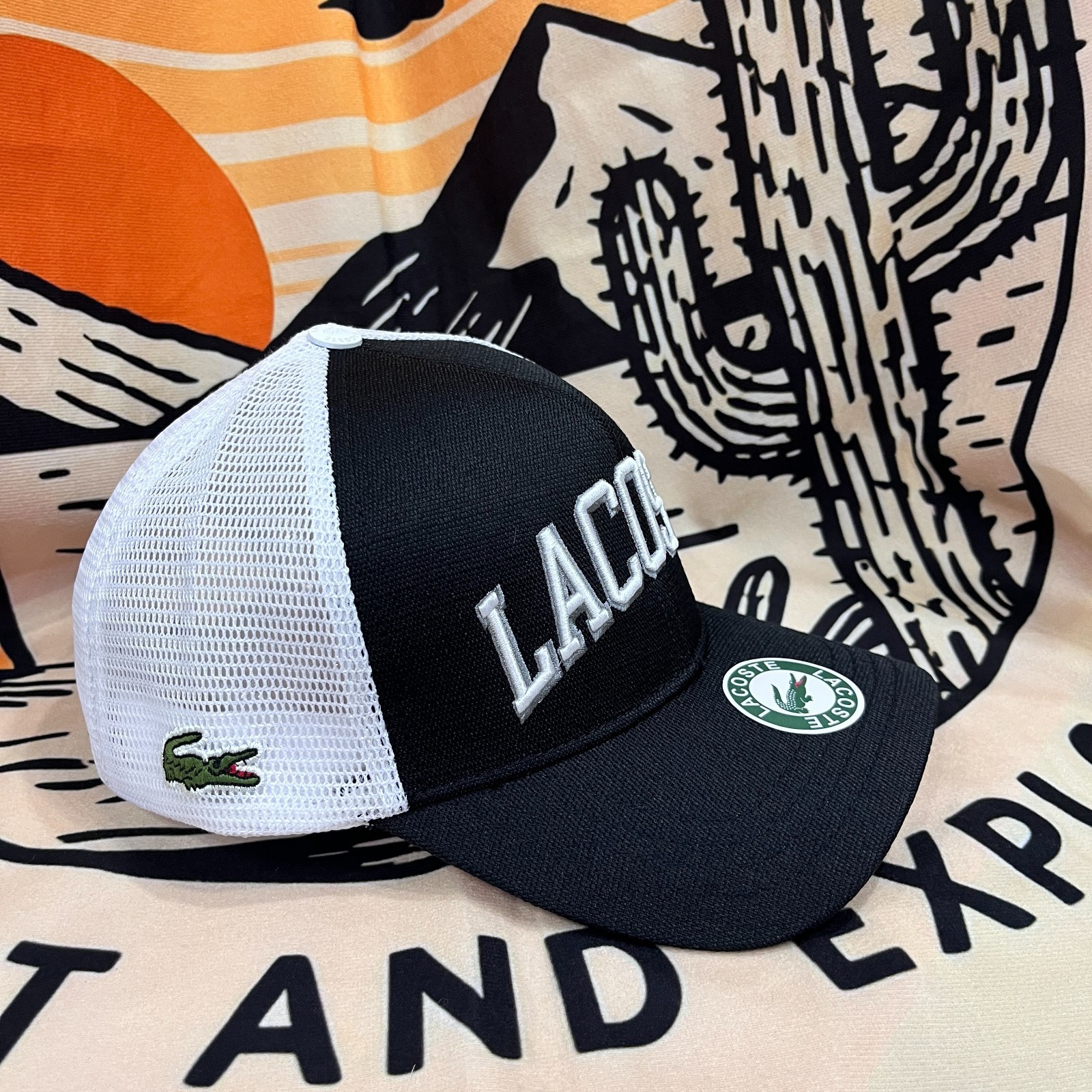 LACOSTE Men’s Outdoor Adjustable Mesh Back Black Baseball Cap