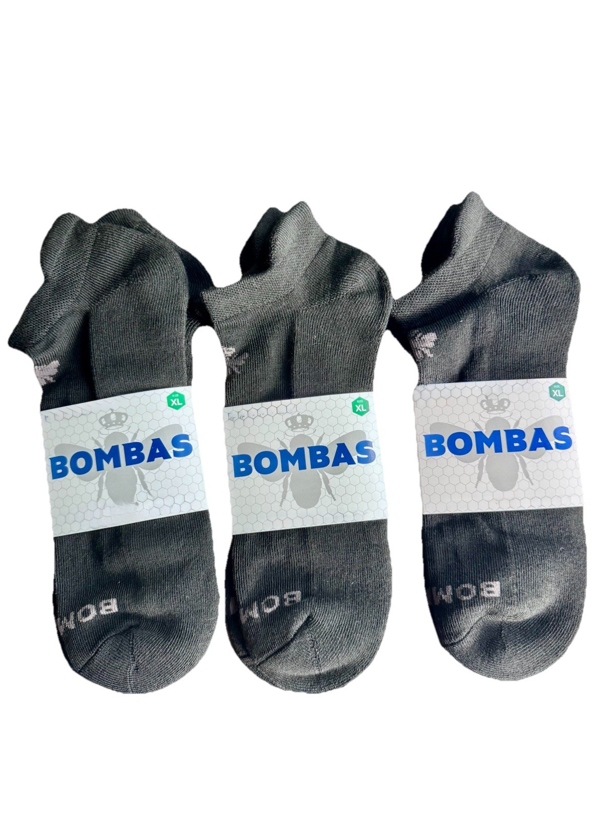 BOMBAS 3 PAIRS SOCKS !! SIZE X-L BLACK COLOR UNISEX