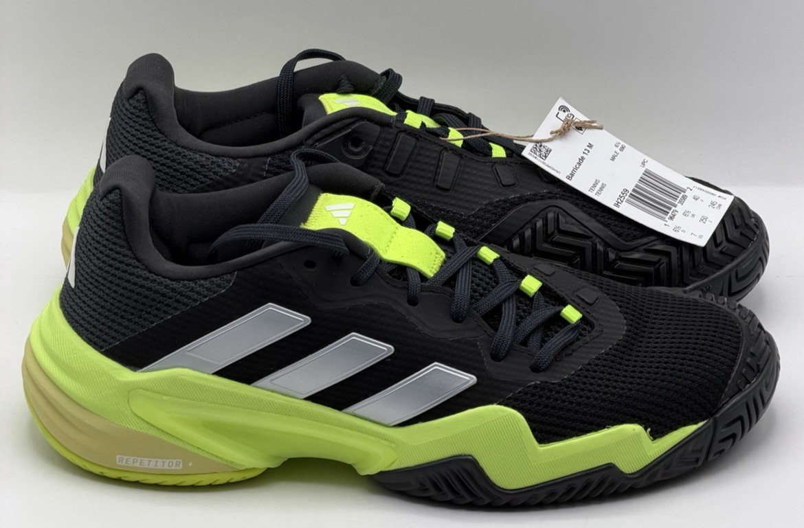 Adidas Barricade 13 Court Tennis Shoes Men’s Size 7 Black Lucid Lemon IH2559