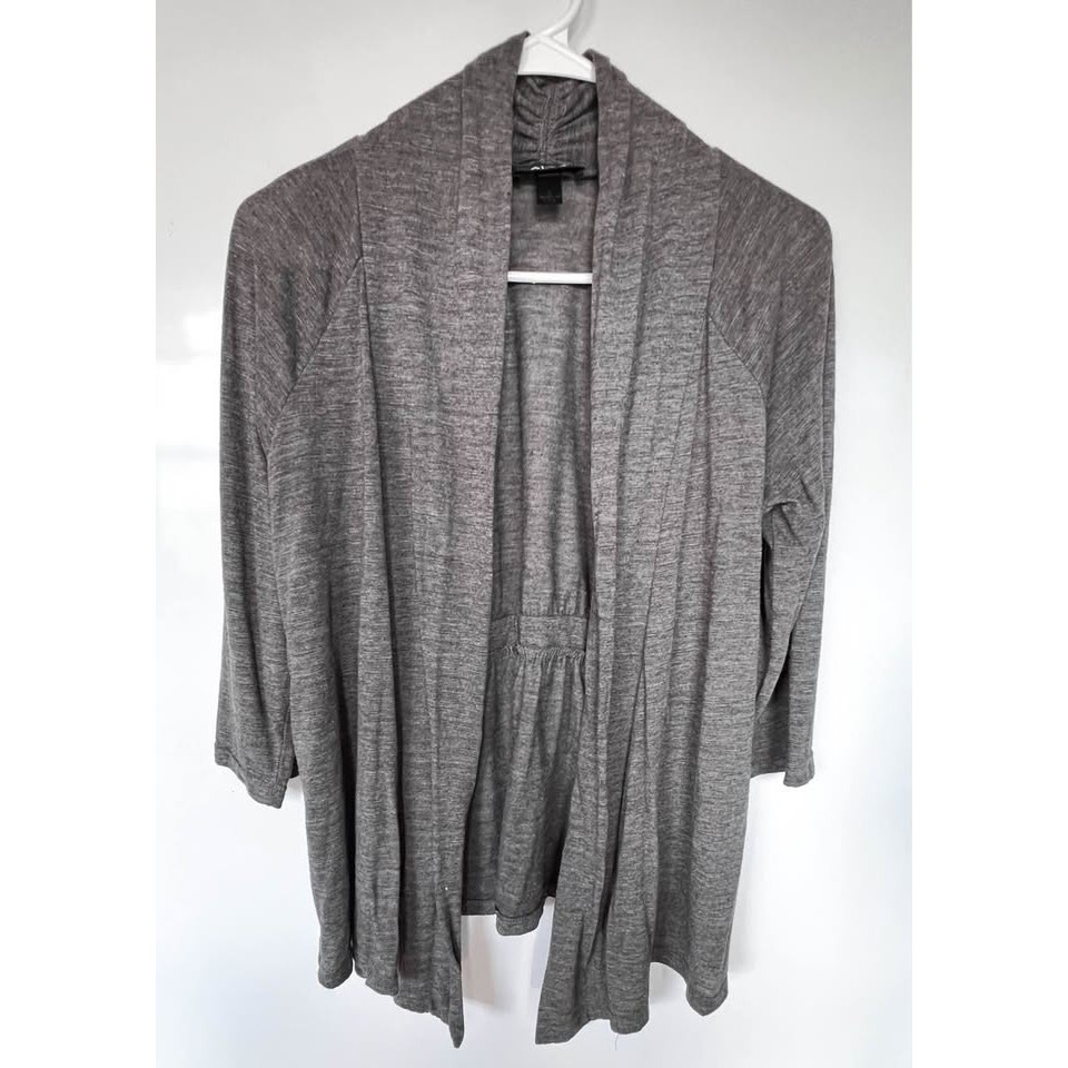 Alyx Gray Open Front Cardigan Womens Large Lightweight Duster Made in USA
