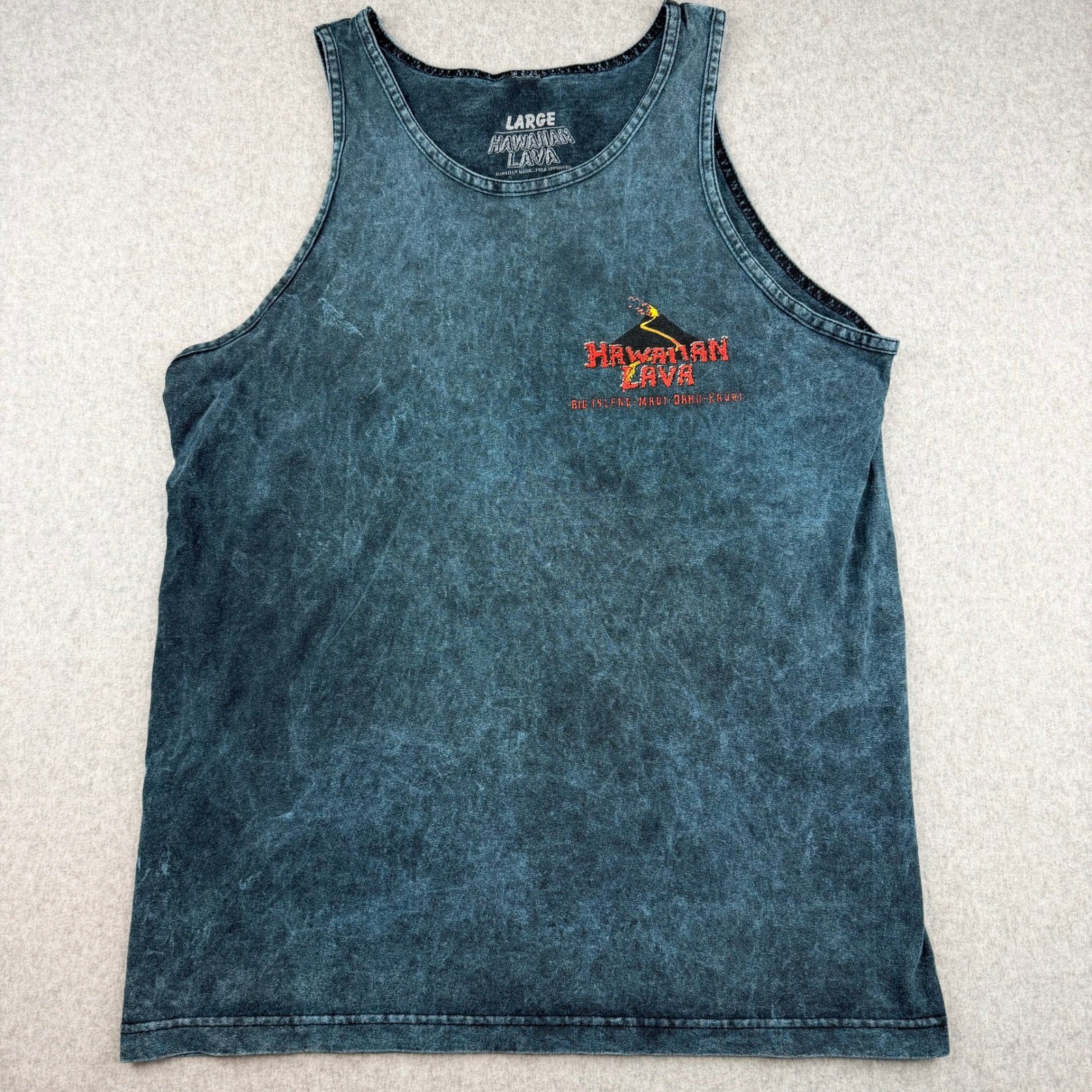 Hawaiian Lava Tank Top Mens Large Blue Made In Hawaii Volcano Lava Dirt Acid Was
