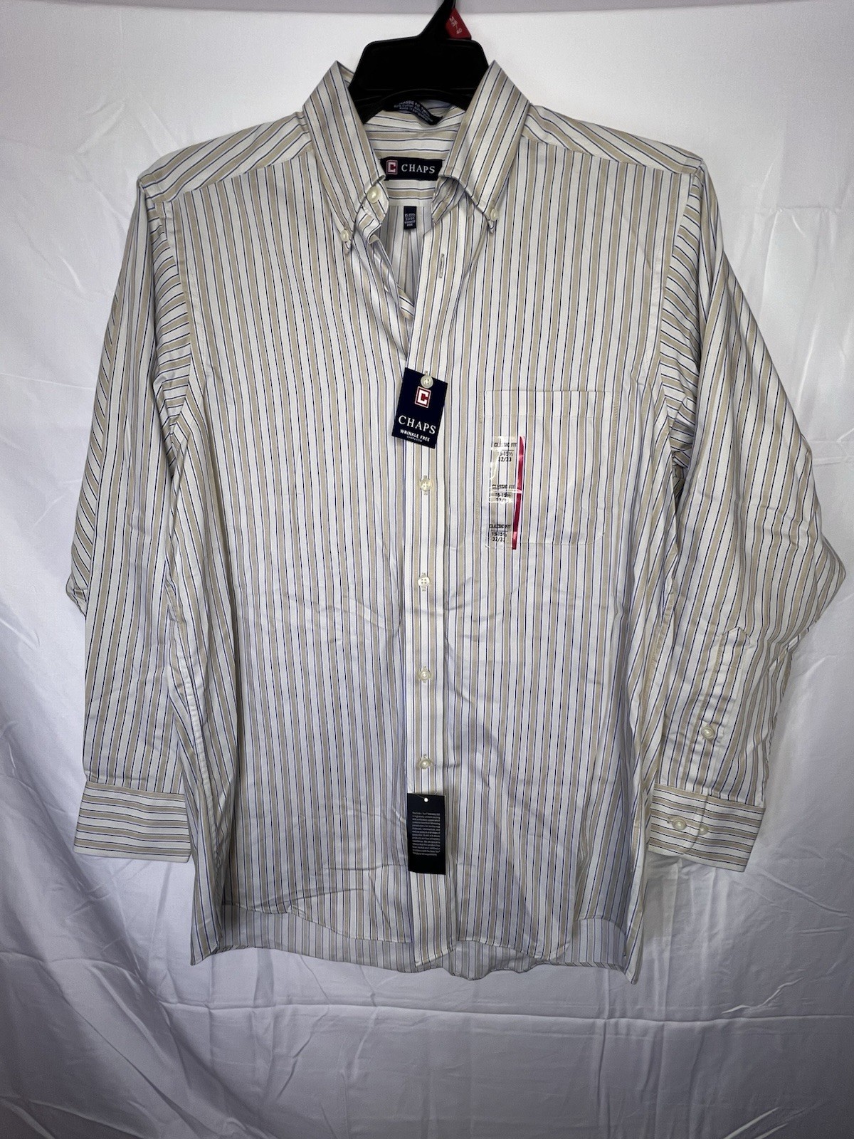 Chaps Men’s Striped Button Down Shirt – Size 15-15.5/32/33 – New W/ Tags