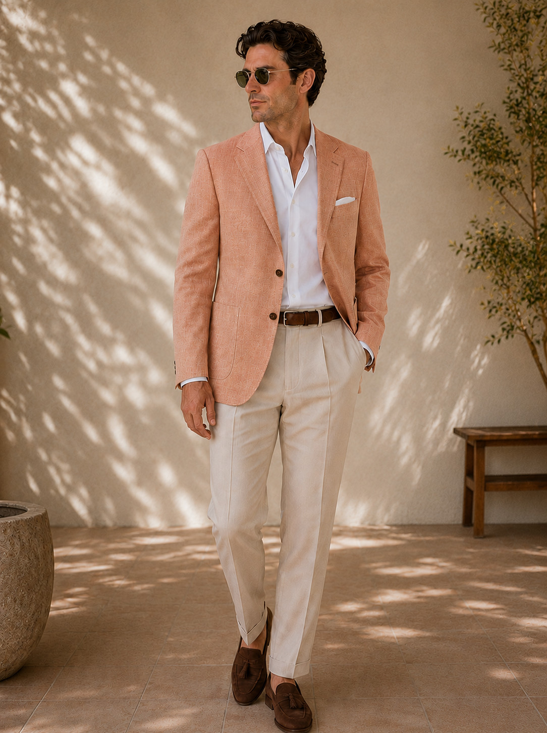 Richard James x D’URBAN Men’s Wool Blazer Salmon Orange 100% Wool Made in Japan