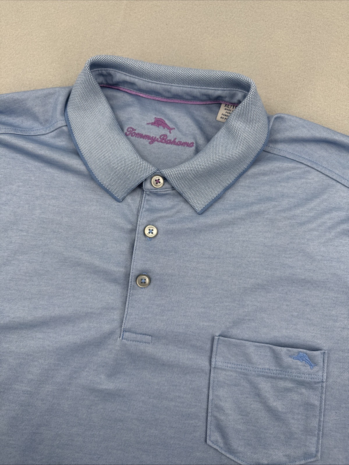 Tommy Bahama Pima Cotton Blend Short Sleeve Polo Mens XL Blue Golf Lightweight
