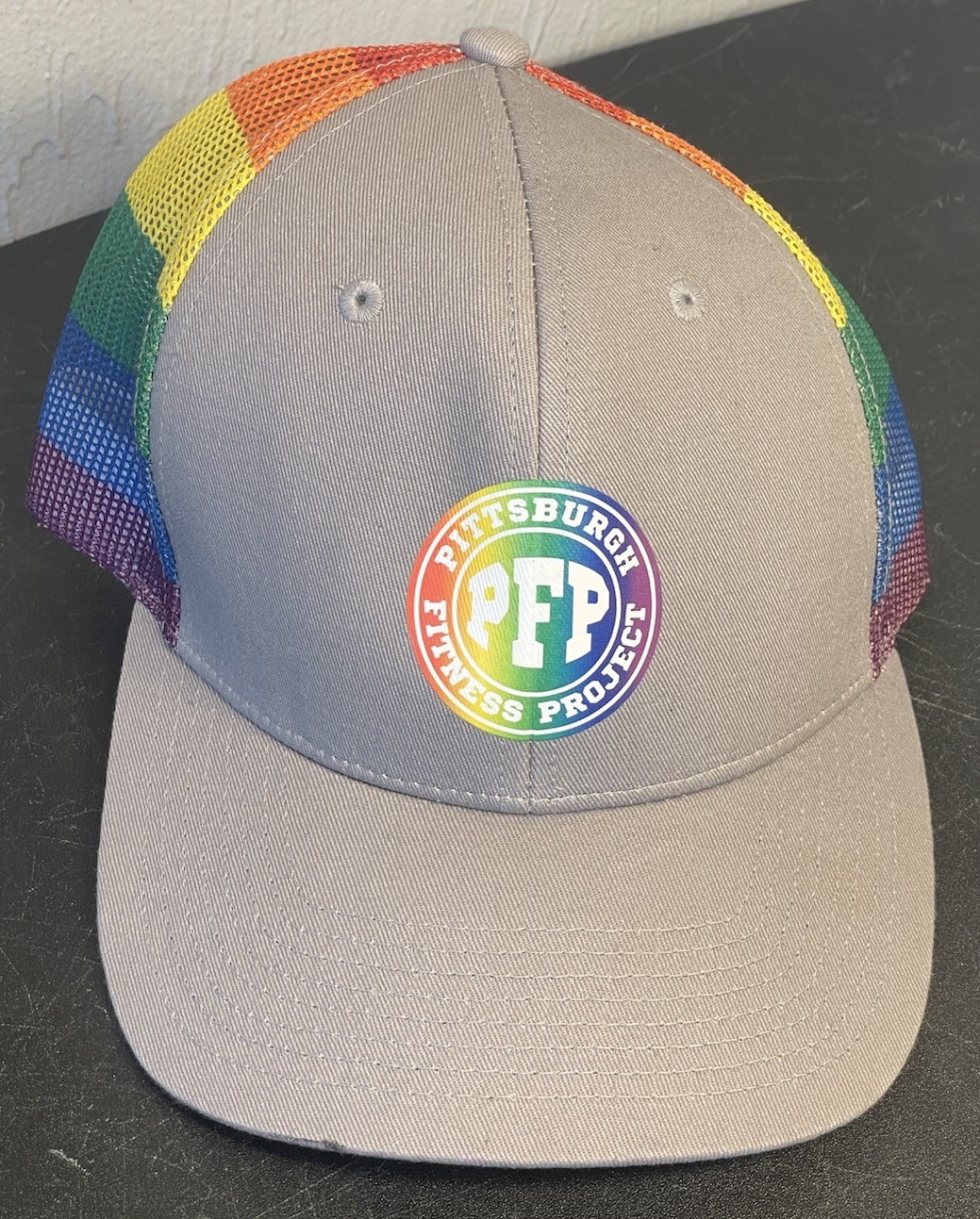 Gay Pride Snap Back Baseball Cap Pittsburgh Fitness Project Rainbow Mesh