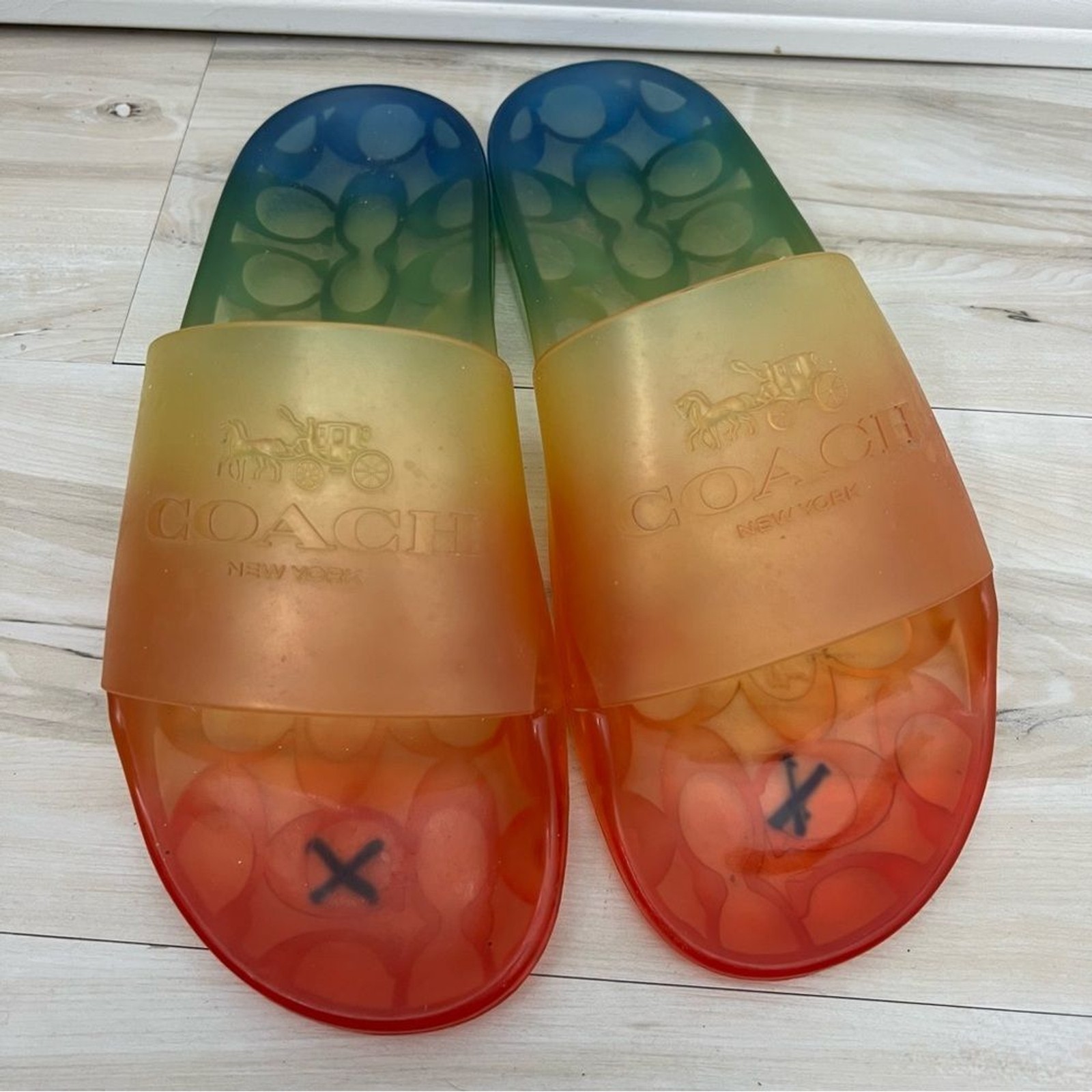 Coach Ulyssa Colorful Gradient Jelly Slide Sandals Womens size 9.5