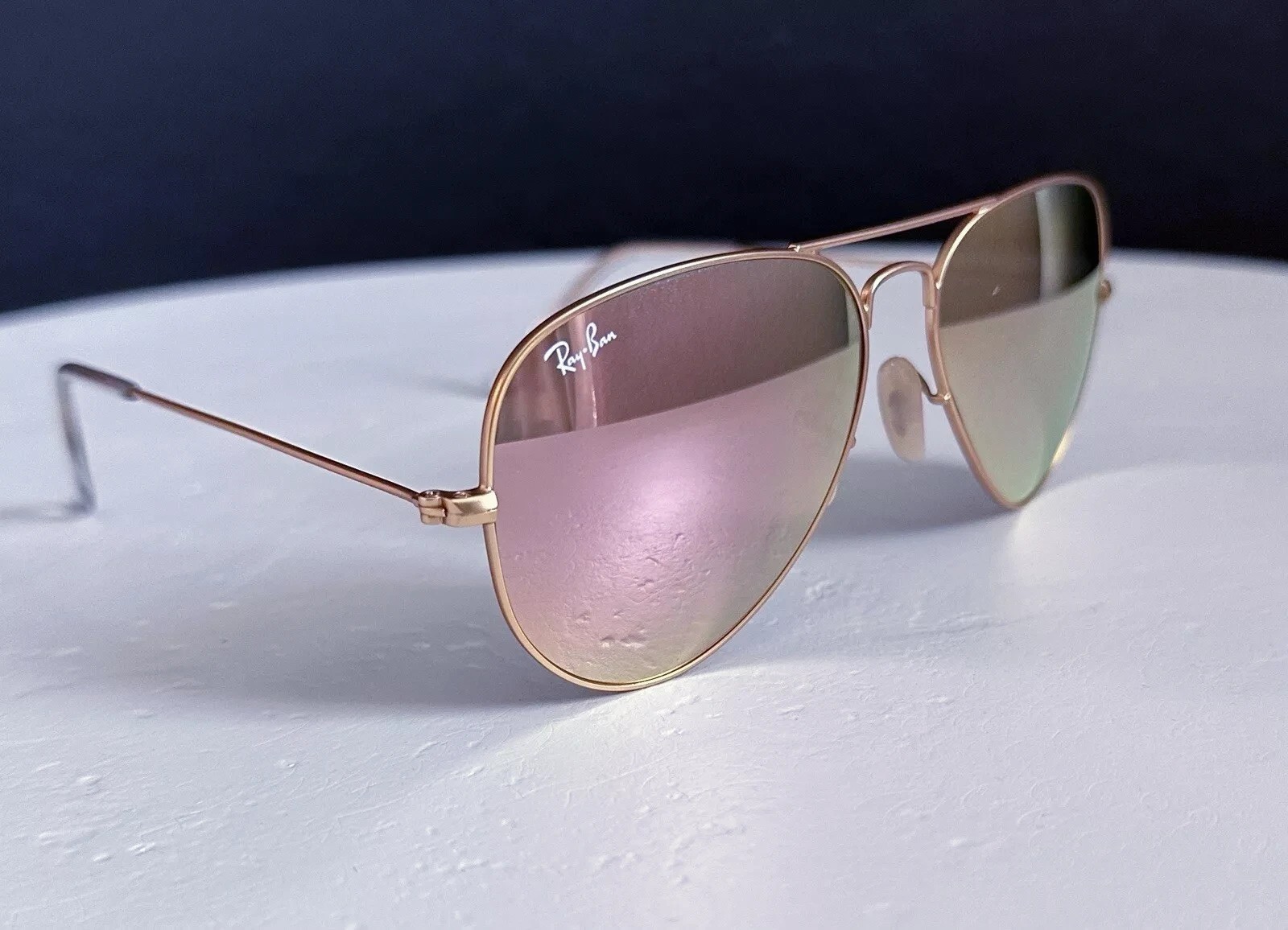 Ray Ban Aviator RB3025 Sunglasses 58mm Pink Lens/Gold Frame