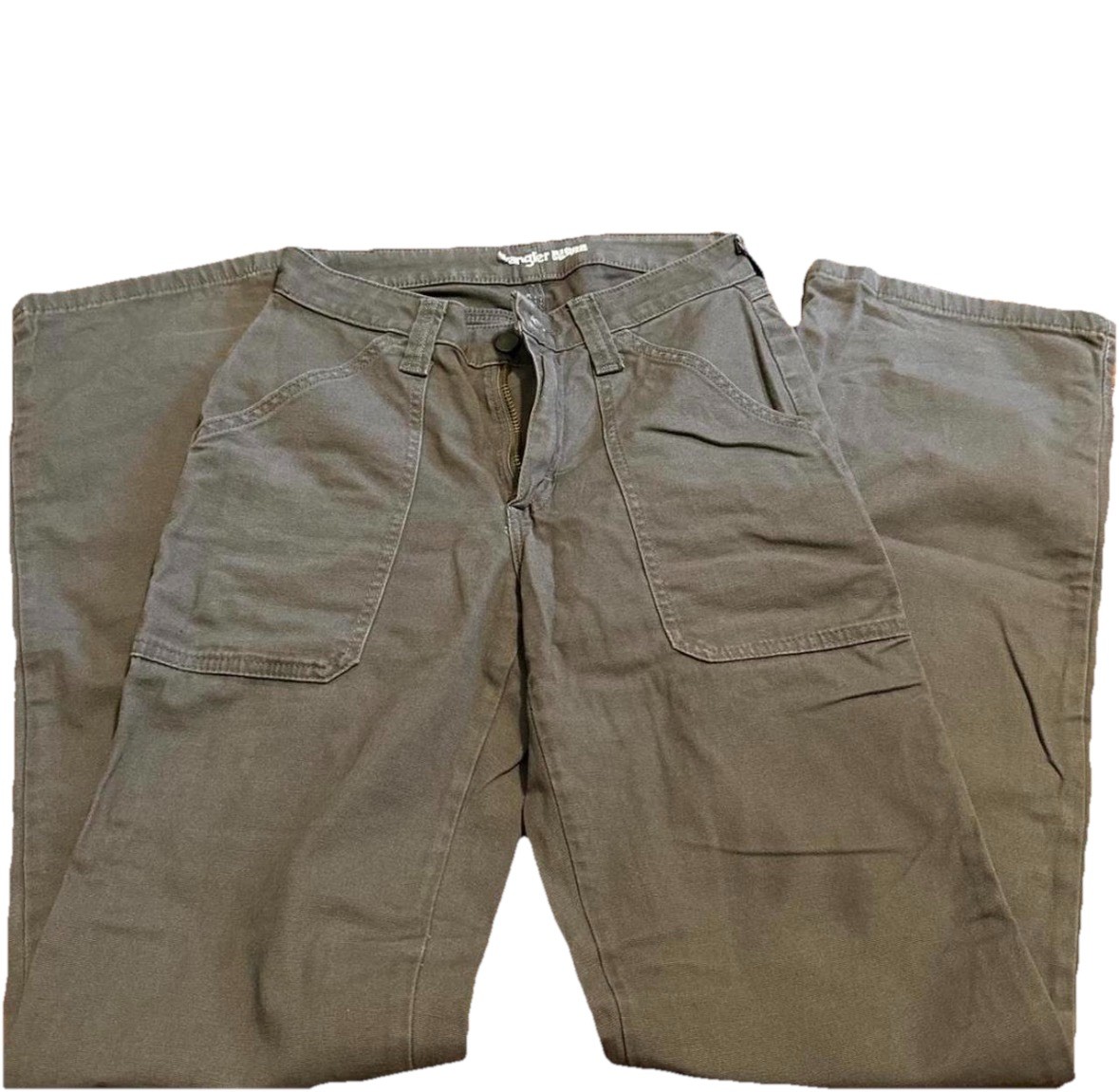 Women’s Wrangler RIGGS Workwear Gray Canvas Pants 4×32 Regular Straight Fit