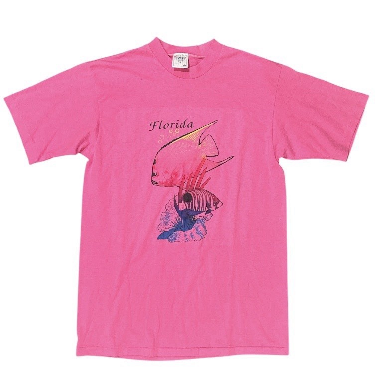 Vintage Florida Fish T Shirt Single Stitch USA 80s 90s Graphic Tee Pink Size M