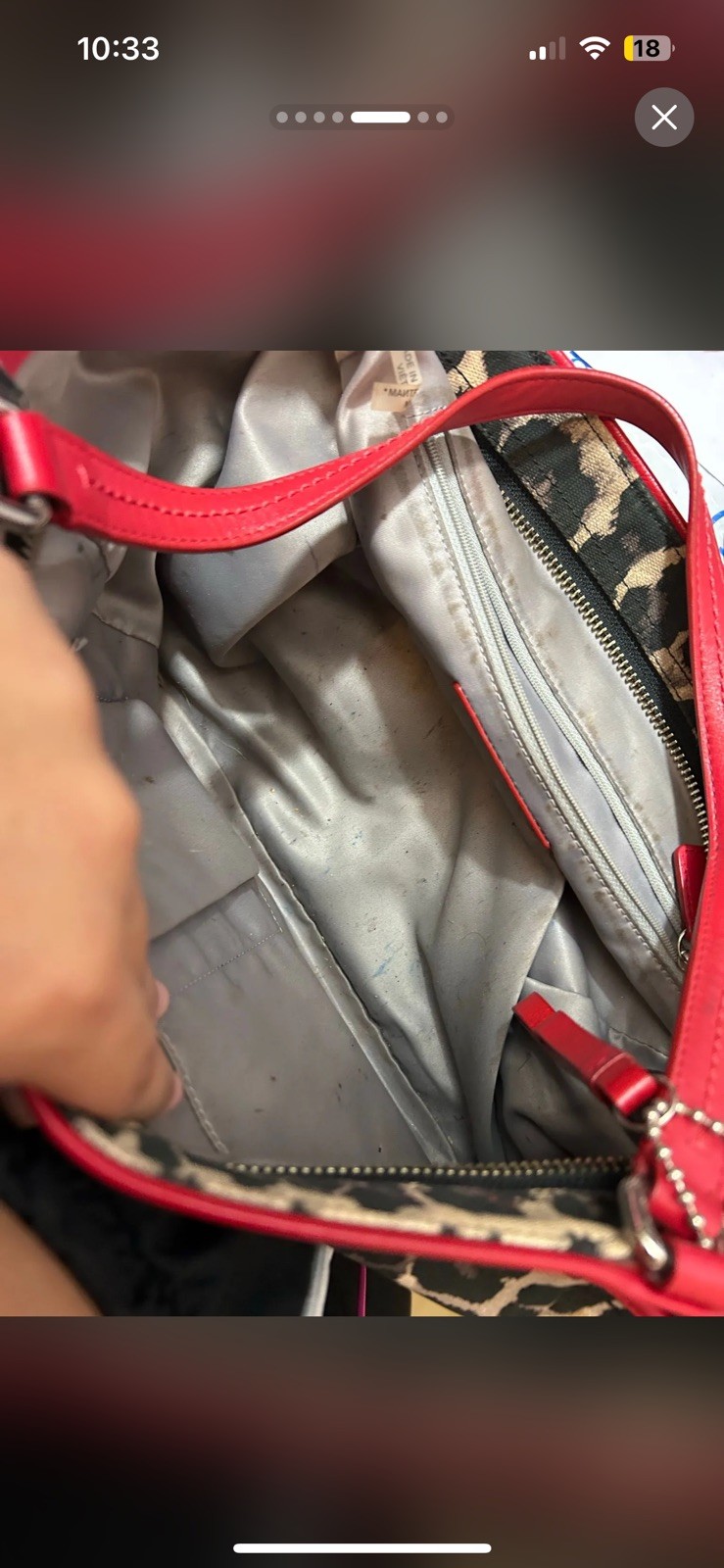 Coach Leopard Print Red And Black Shoulder Bag Purse