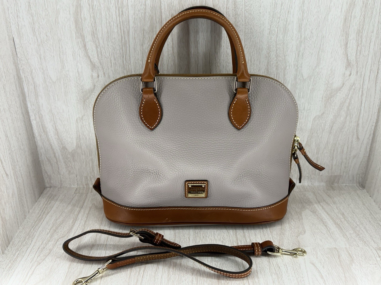 ⭐Authentic DOONEY & BOURKE Zip Zip Satchel in Elephant Gray Pebbled Leather