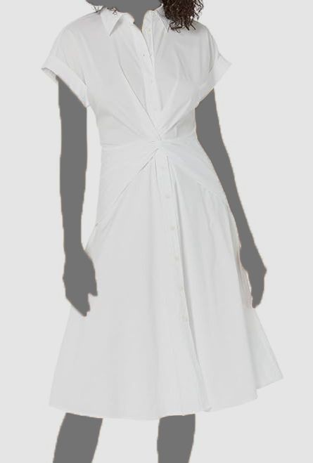 Lauren Ralph Lauren Women’s White Twisted-Front Cotton Blend Shirt Dress Size 14