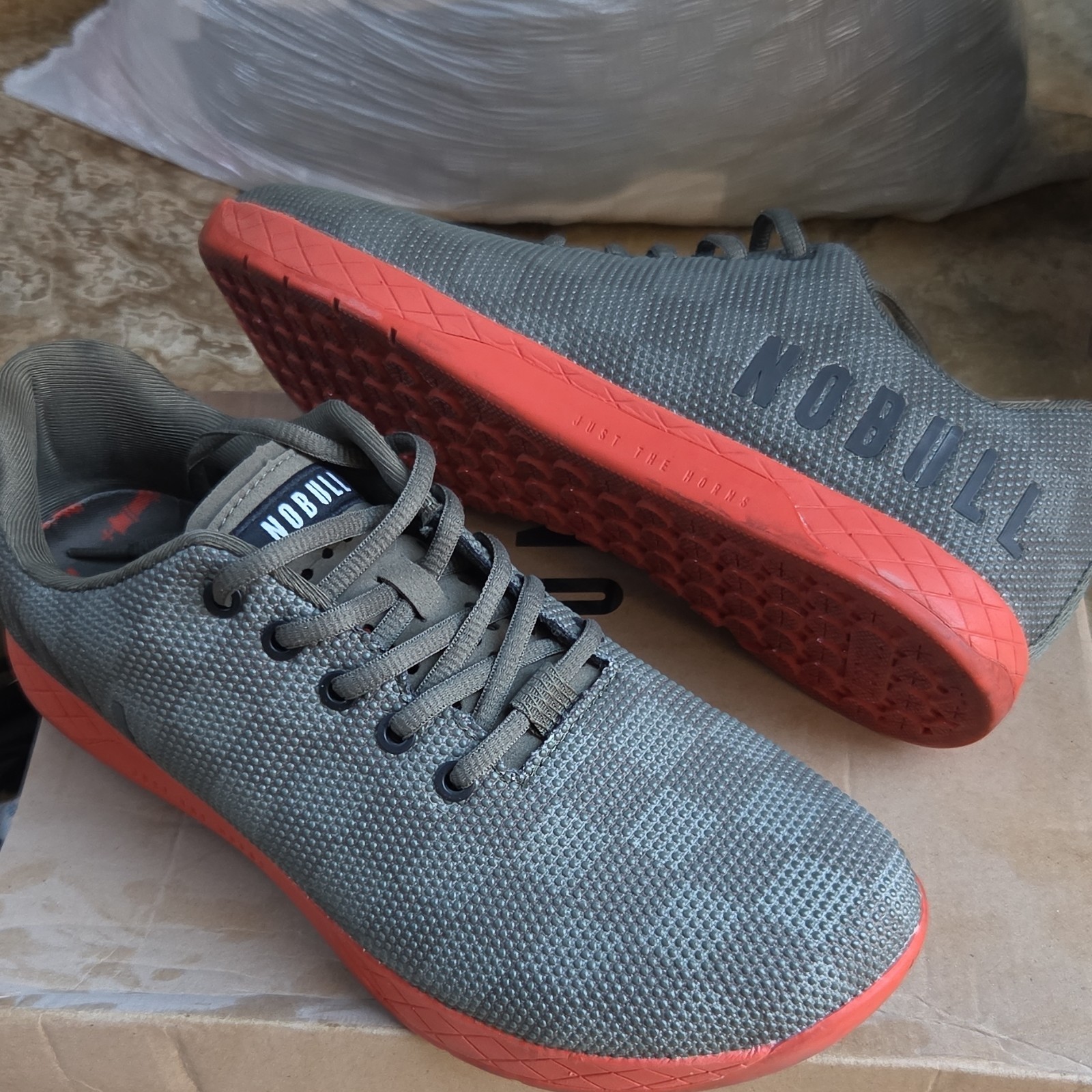NOBULL SuperFabric Trainer Chess Pumpkin Gray/Orange Low Top Lace Up Sneaker